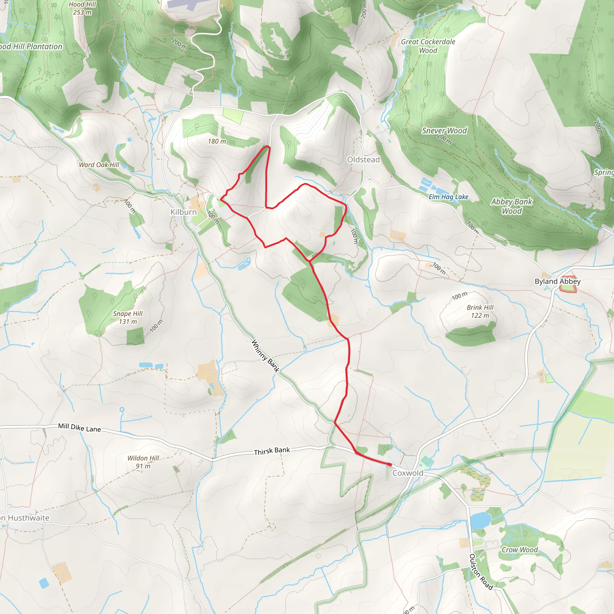 Kilburn Thicket, Brow Bank in High Kilburn Loop mobile static map