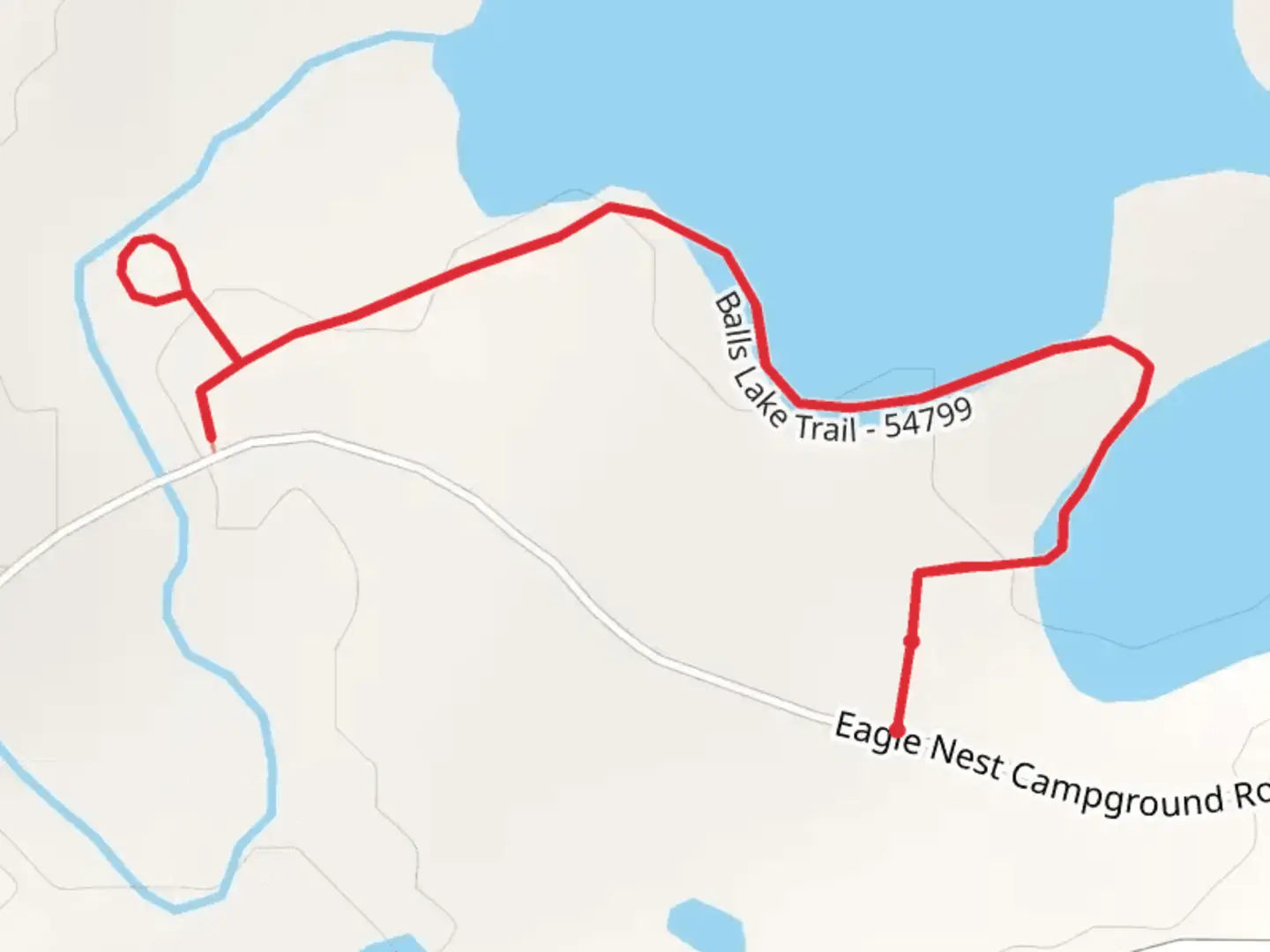 An image depicting the trail Balls Lake Trail and its surrounding area.