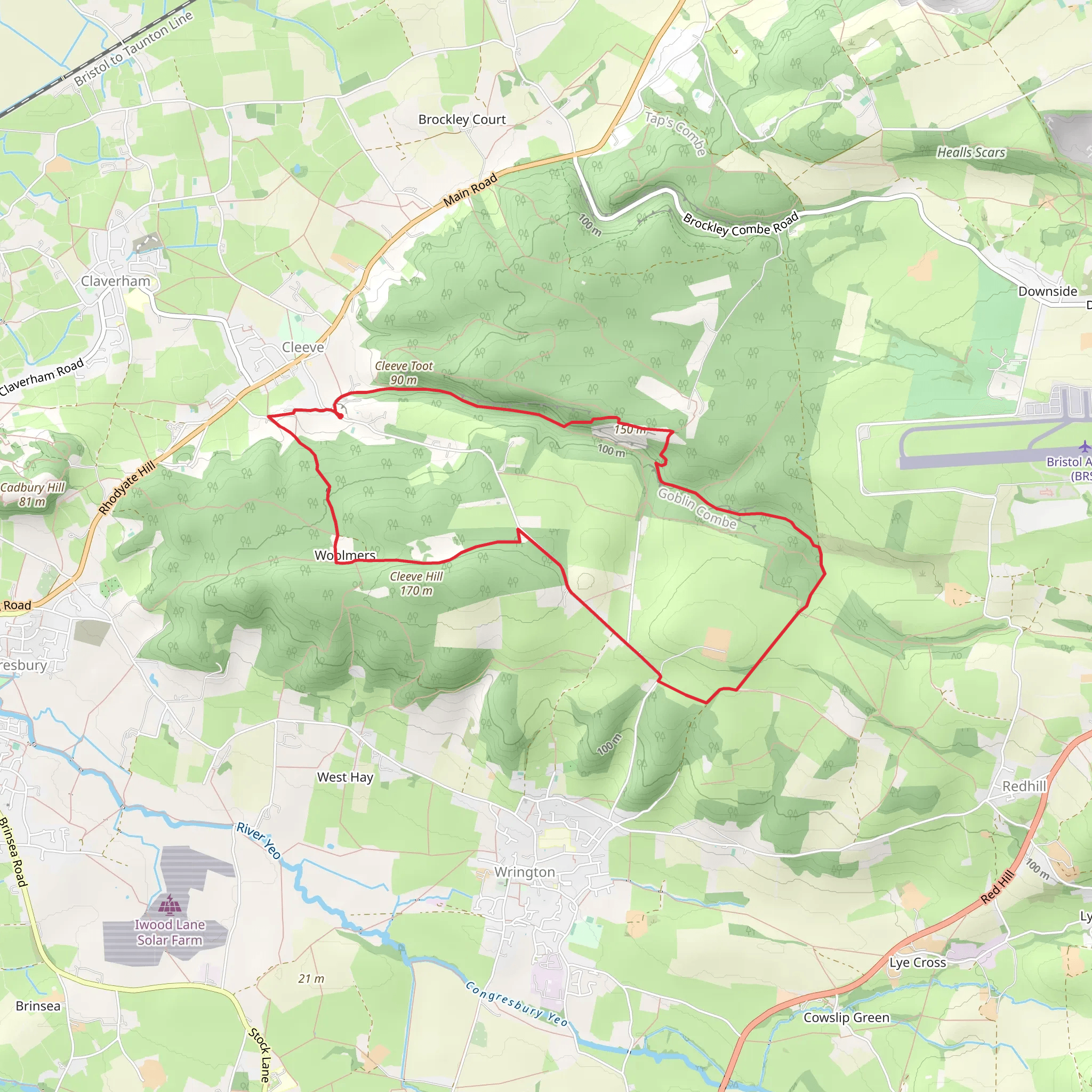 Spying Copse and Cleeve Toot Loop mobile static map