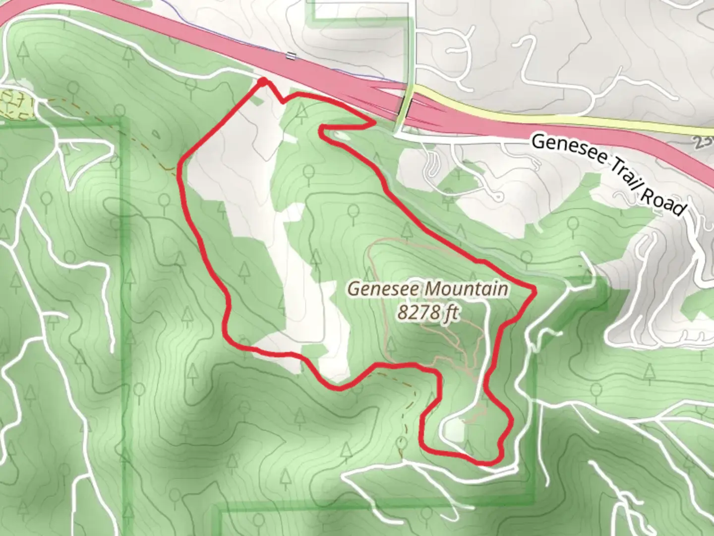 An image depicting the trail Genesee Mountain Trail and South Genesee Mountain Road LoopLoop and its surrounding area.