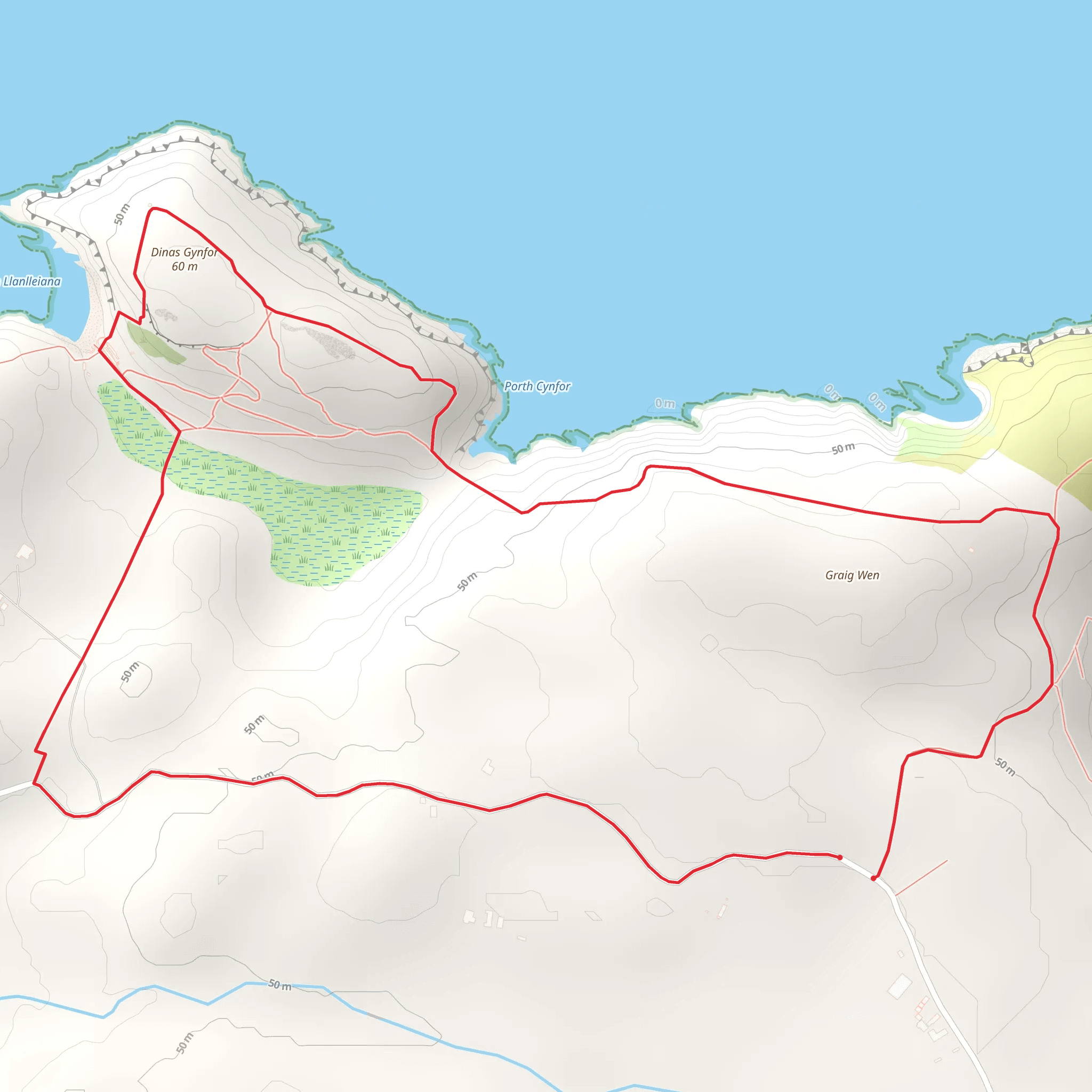 Porth Wen Brickworks Loop mobile static map
