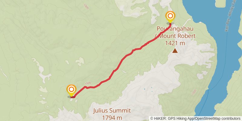Nelson Lakes - Robert Ridge - Travers Sabine Circuit - Blue lakes - WAIAU Pass stage 7 Map