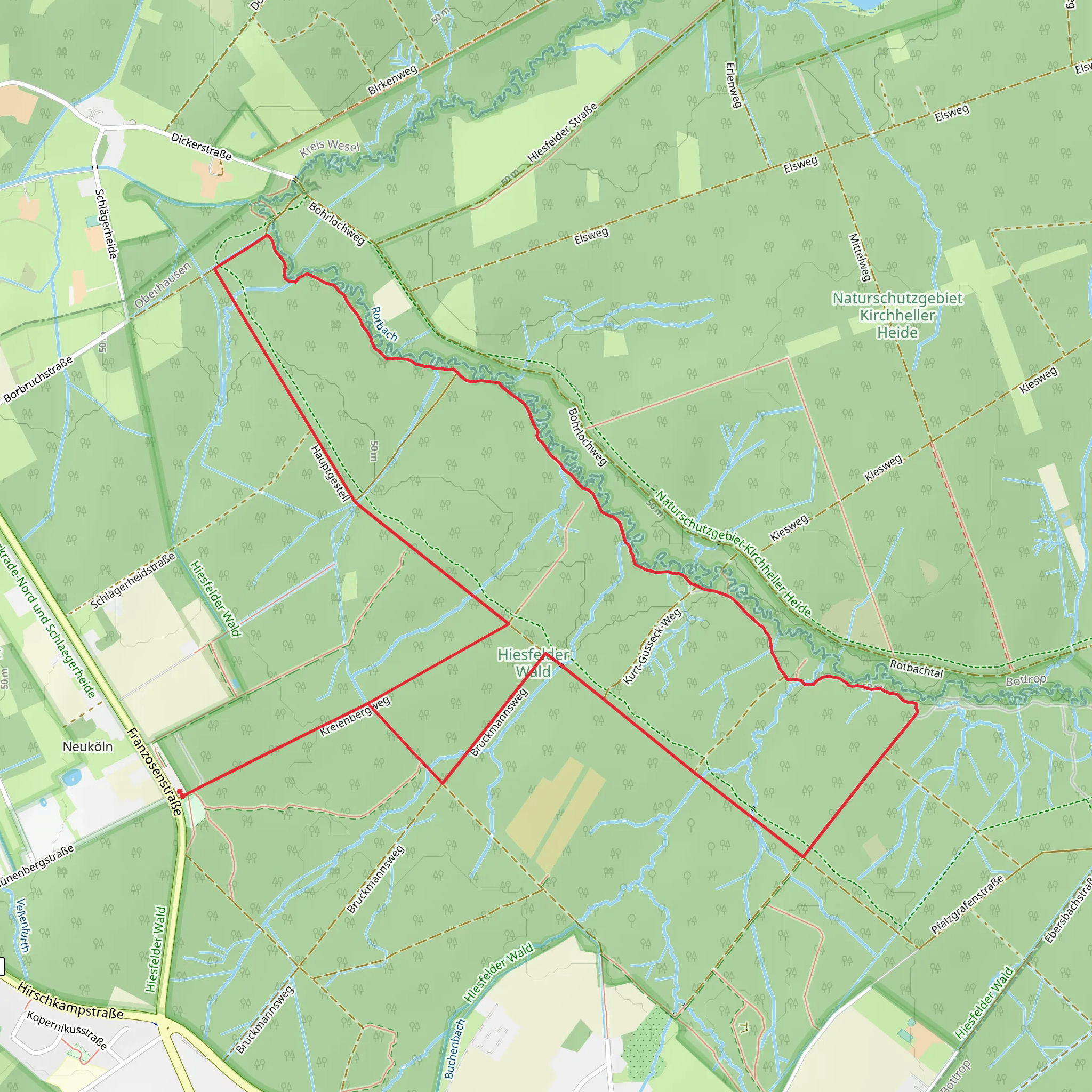 Kreienbergweg, Rotbachweg and Hauptgestell Loop mobile static map
