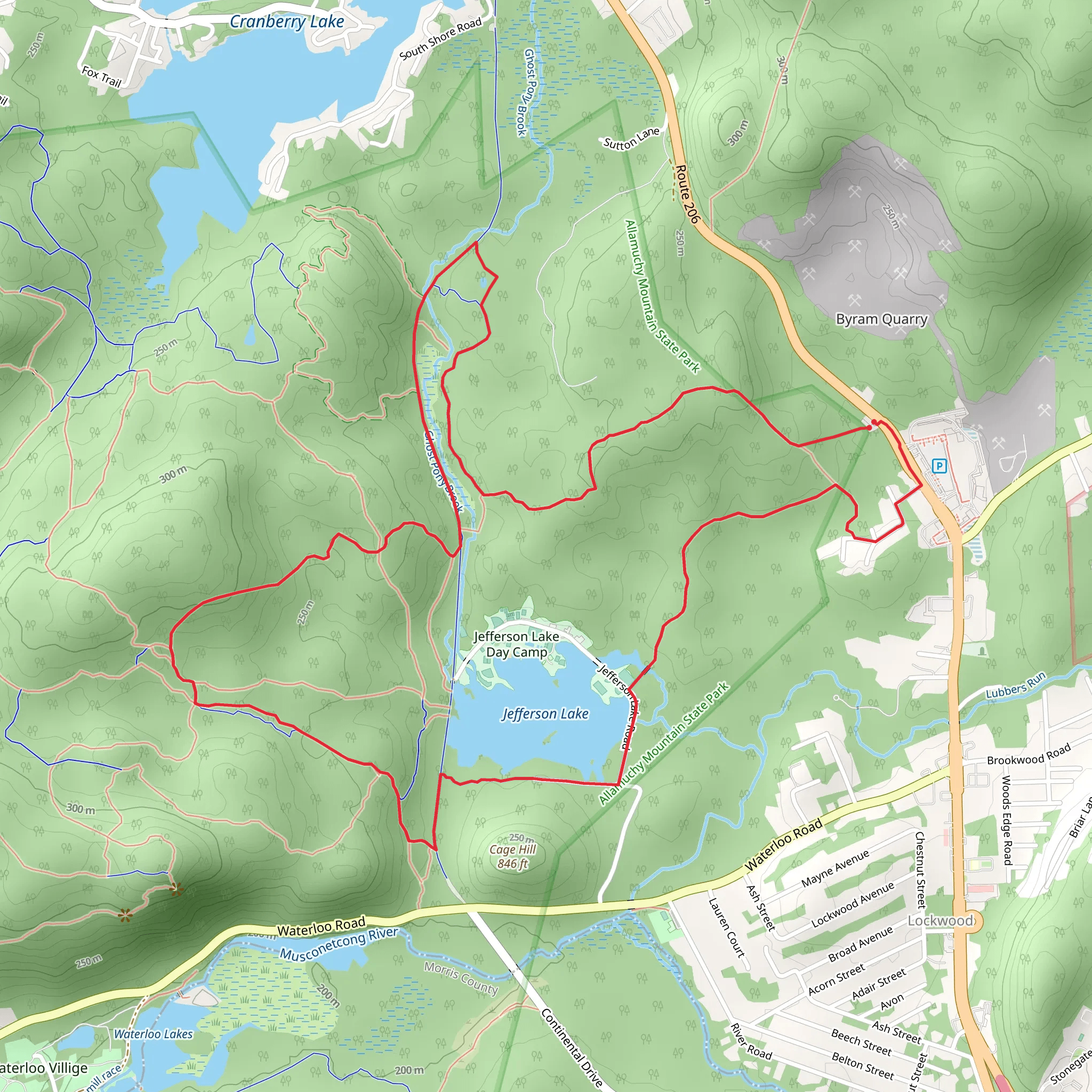 Byram, Jefferson Lake and Highlands Loop Trail mobile static map