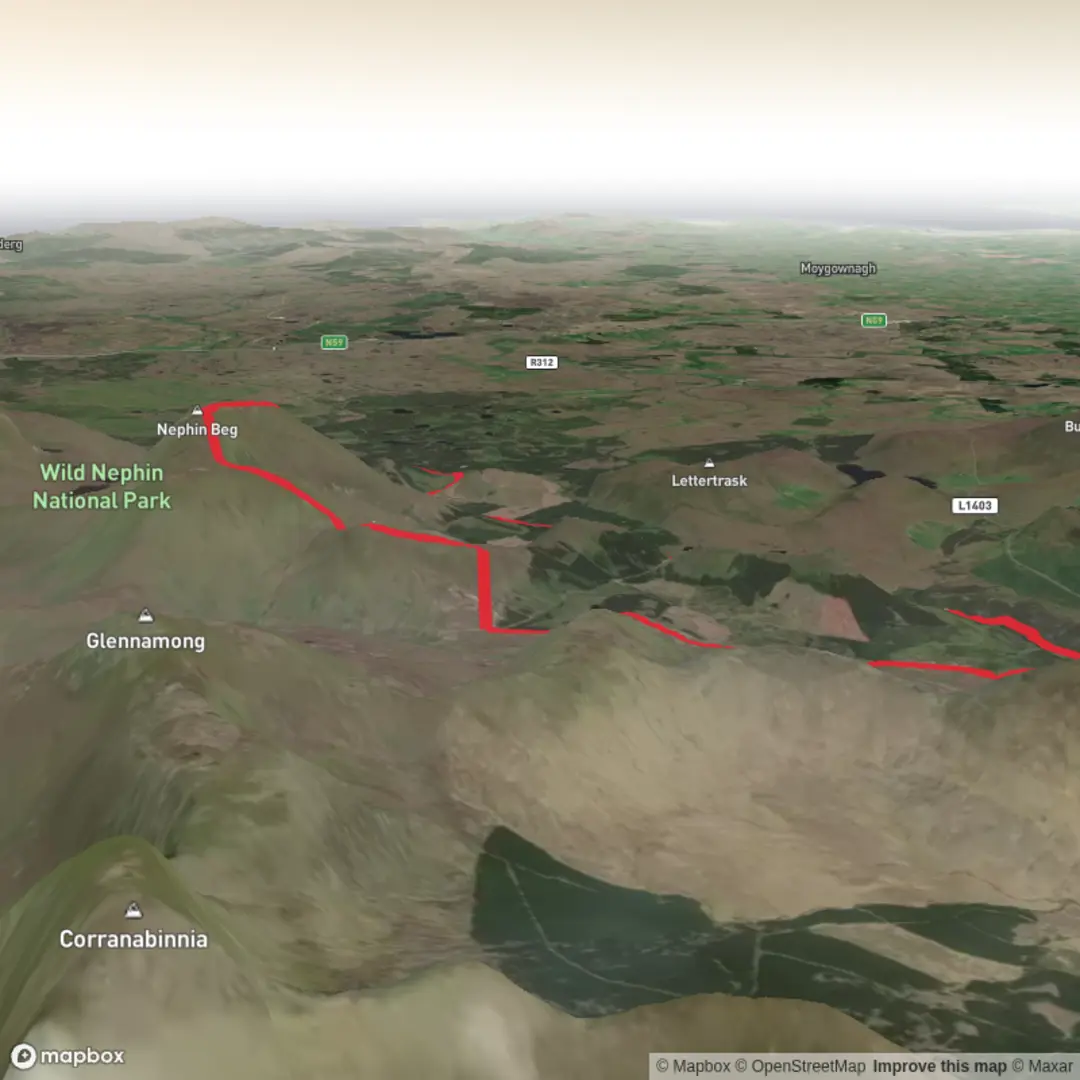 An image depicting the trail Ireland 7 summits - Nephin Beg Range - Intermediate and its surrounding area.