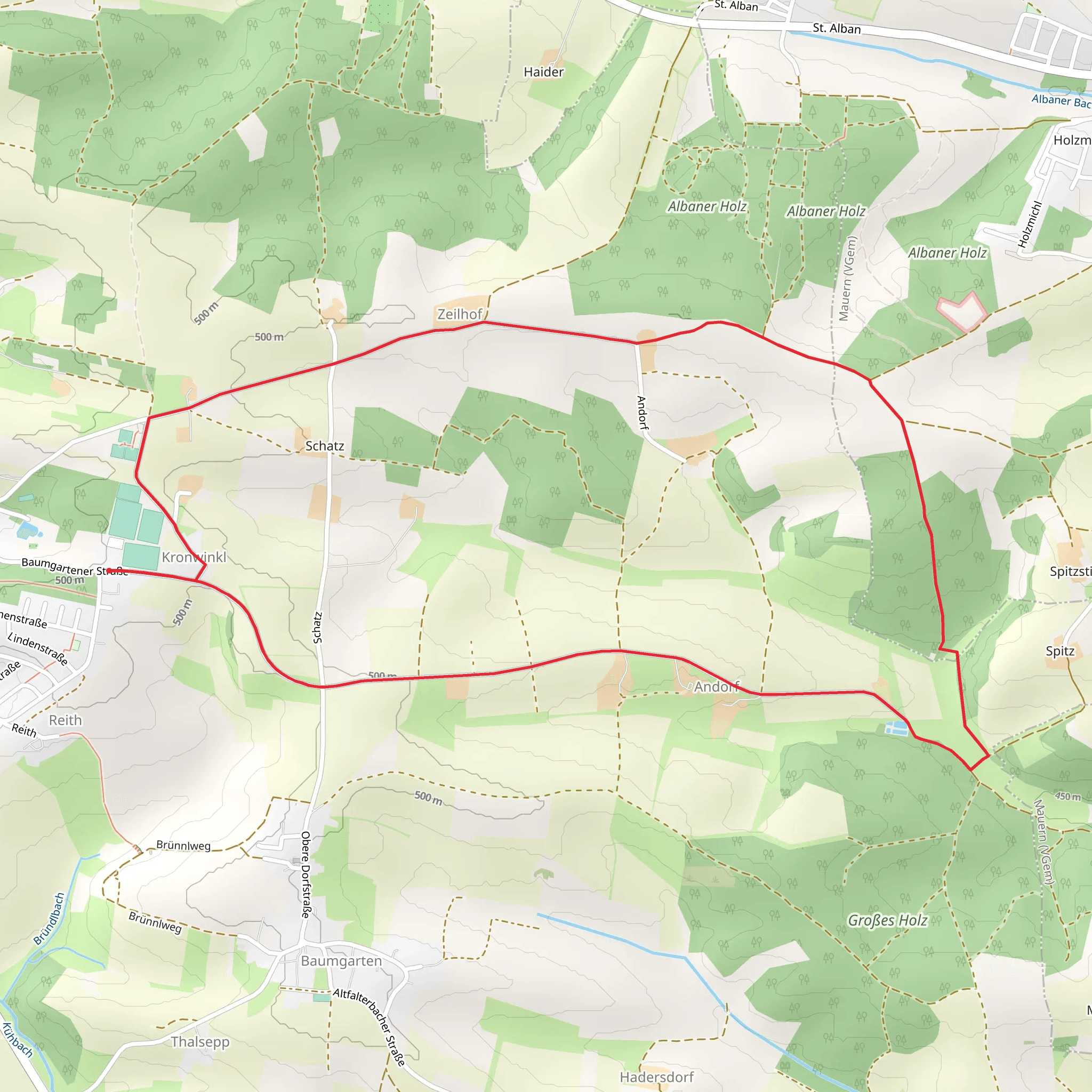 Kronwinkl and Andorf Loop mobile static map