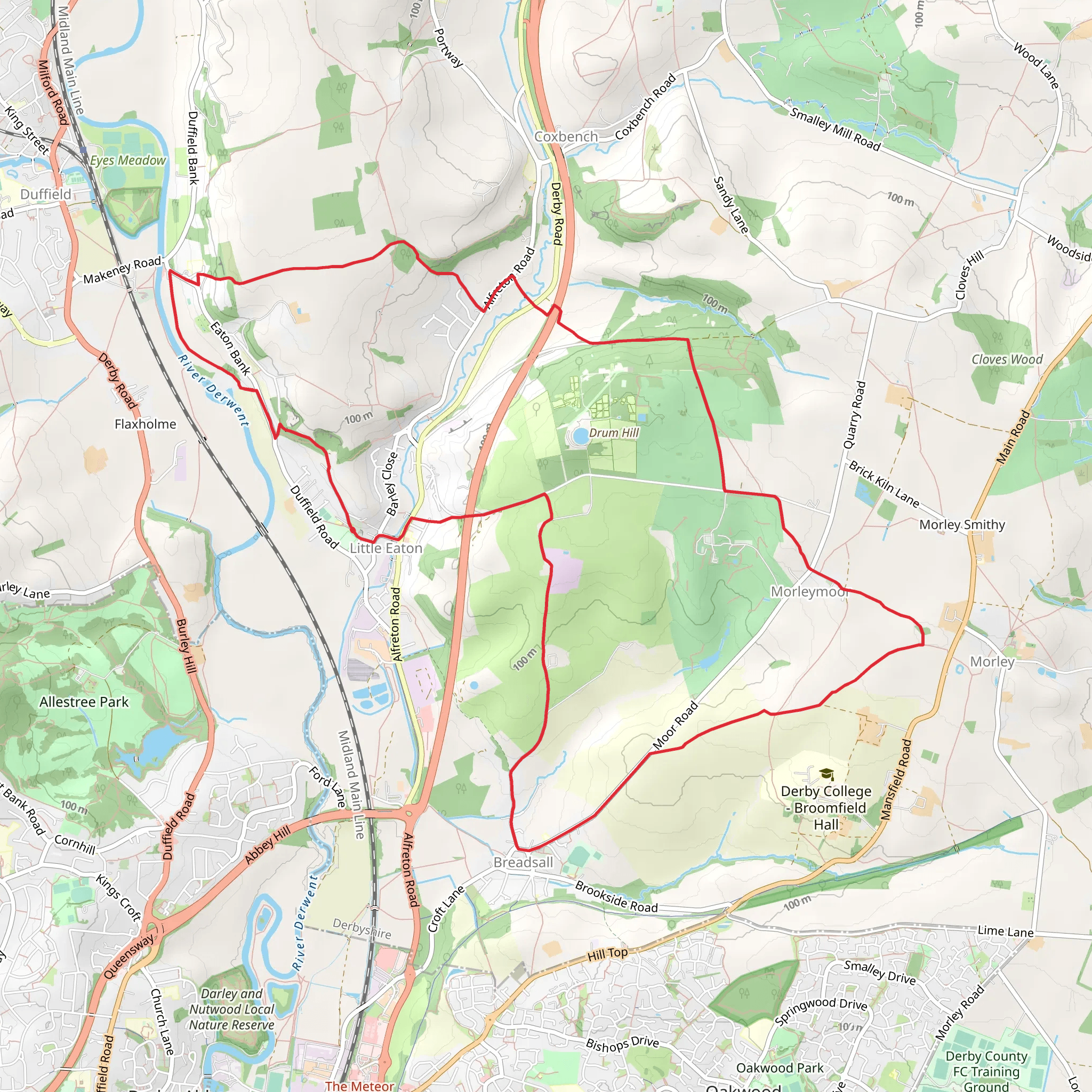 Little Eaton and Morleymoor Loop mobile static map