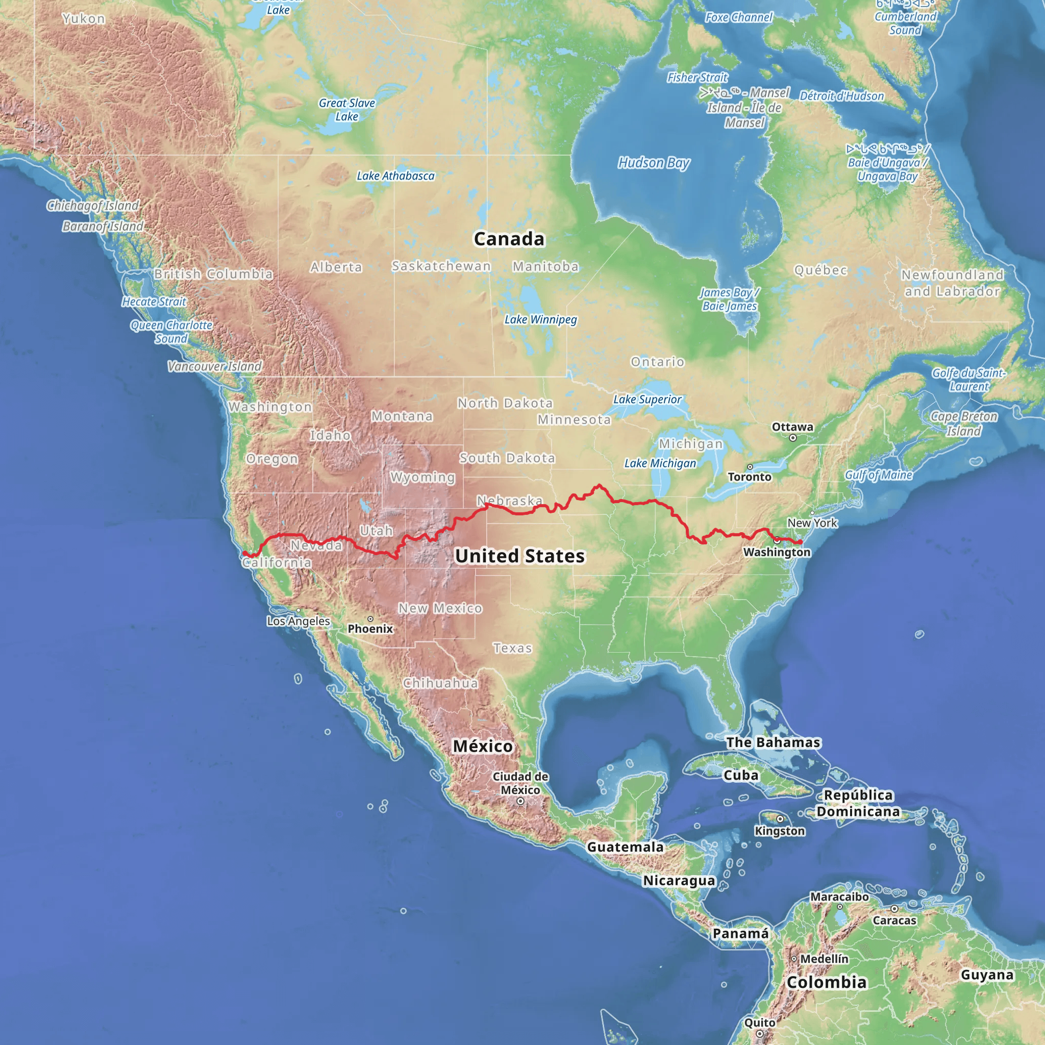 American Discovery Trail North Route mobile static map