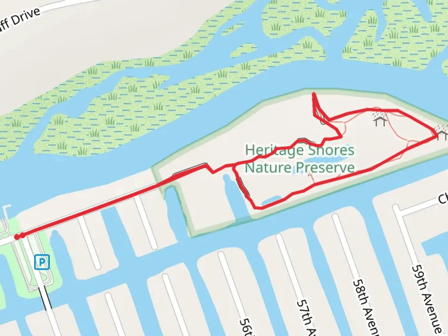 An image depicting the trail Cherry Grove Park Loop - East and its surrounding area.