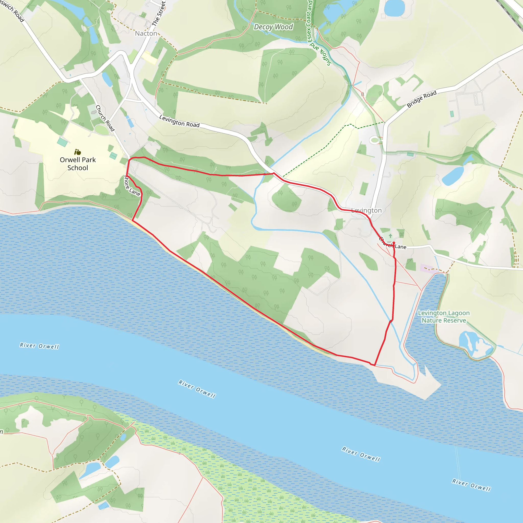 Levington and Nacton Shores mobile static map