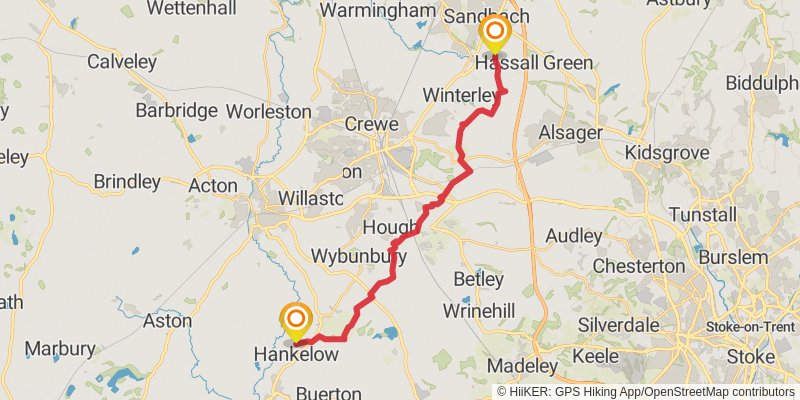 South Cheshire Way stage 2 Map