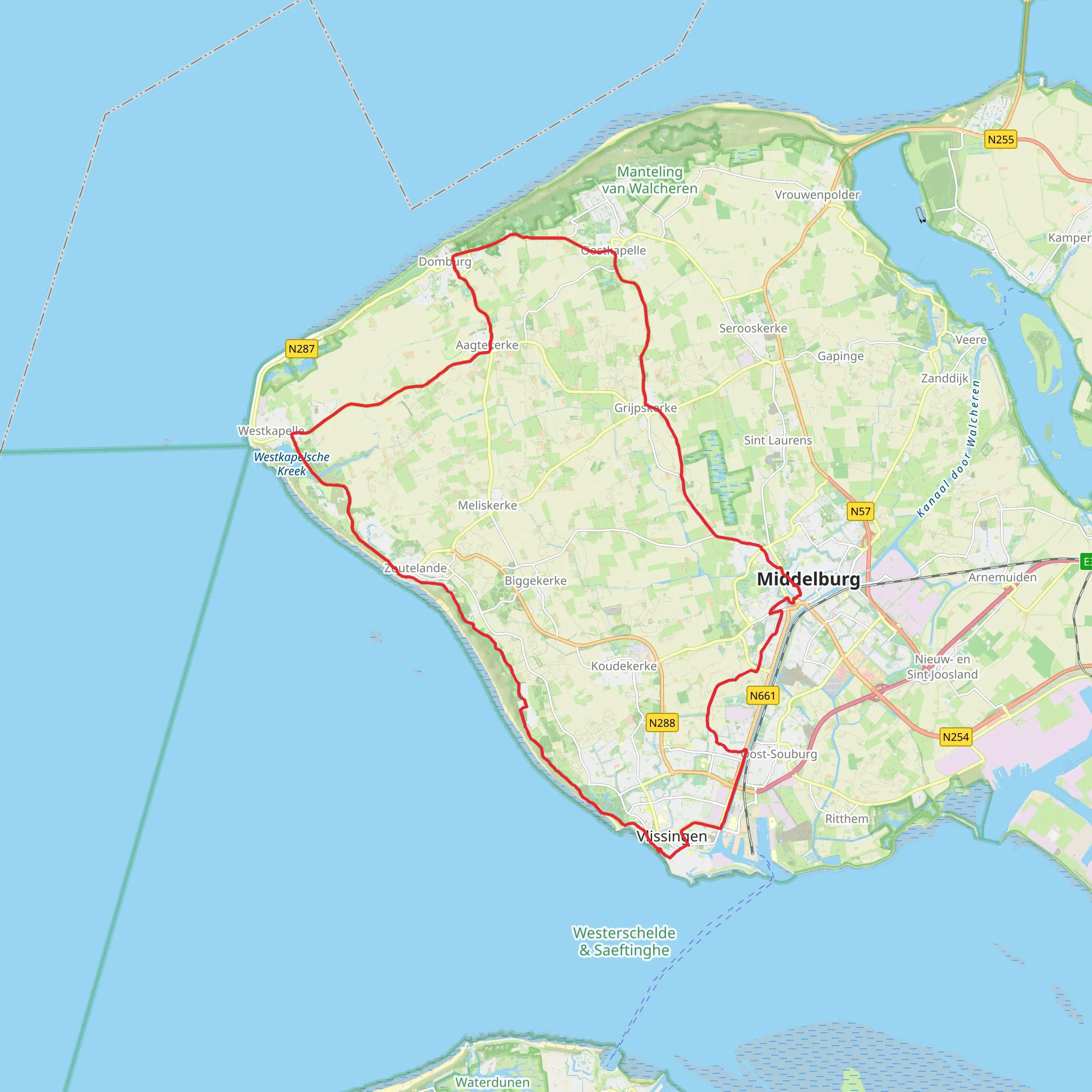 Groot Valkenisse, Westkapelsche and Landgoed Buiten Pekelynge Loop mobile static map