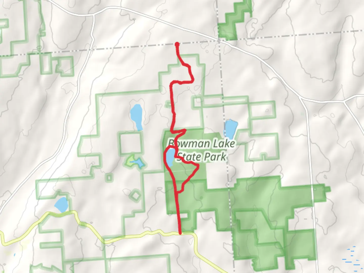 An image depicting the trail Bowman Lake Loop Trail and its surrounding area.
