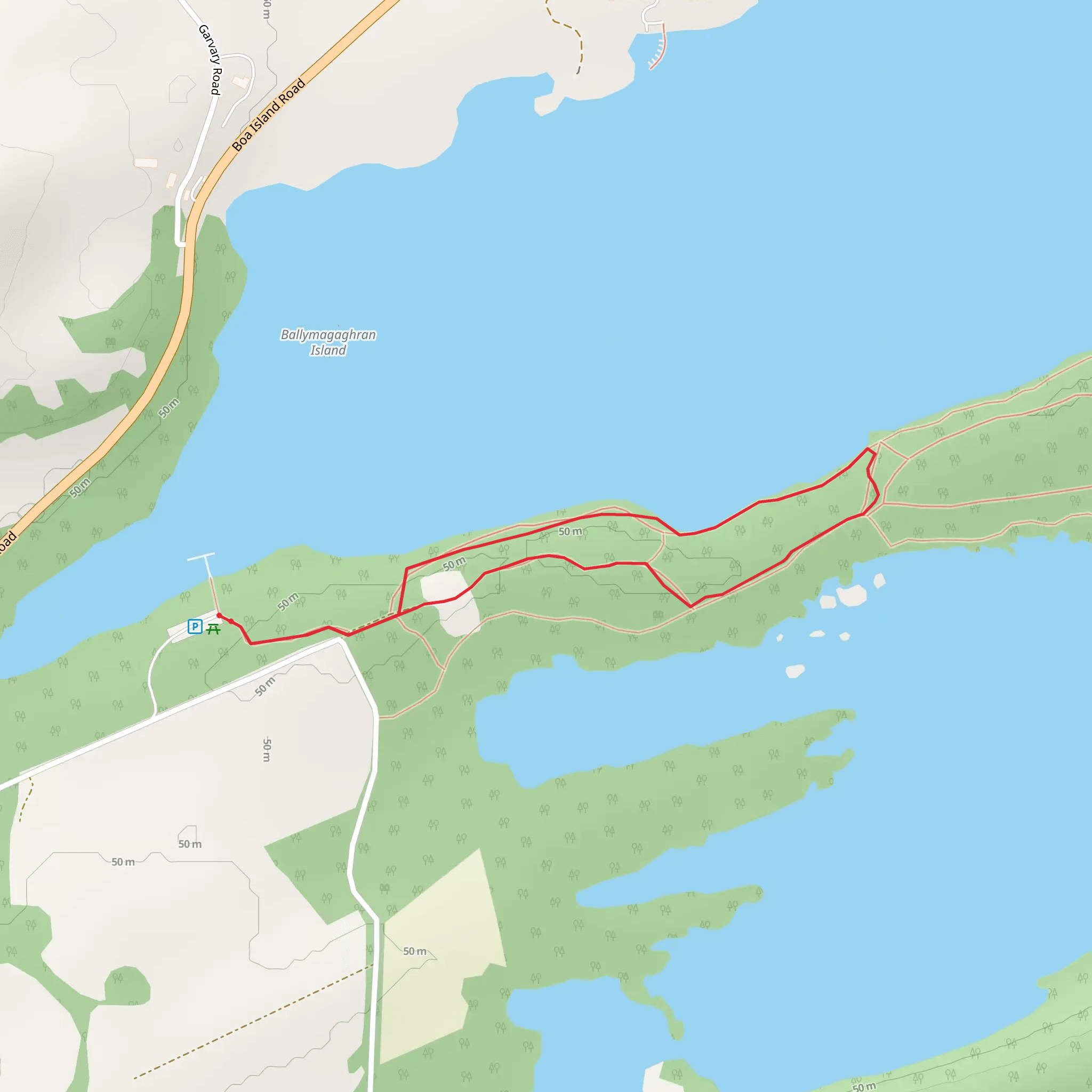 Castle Caldwell Forest - Beechwood Walk mobile static map