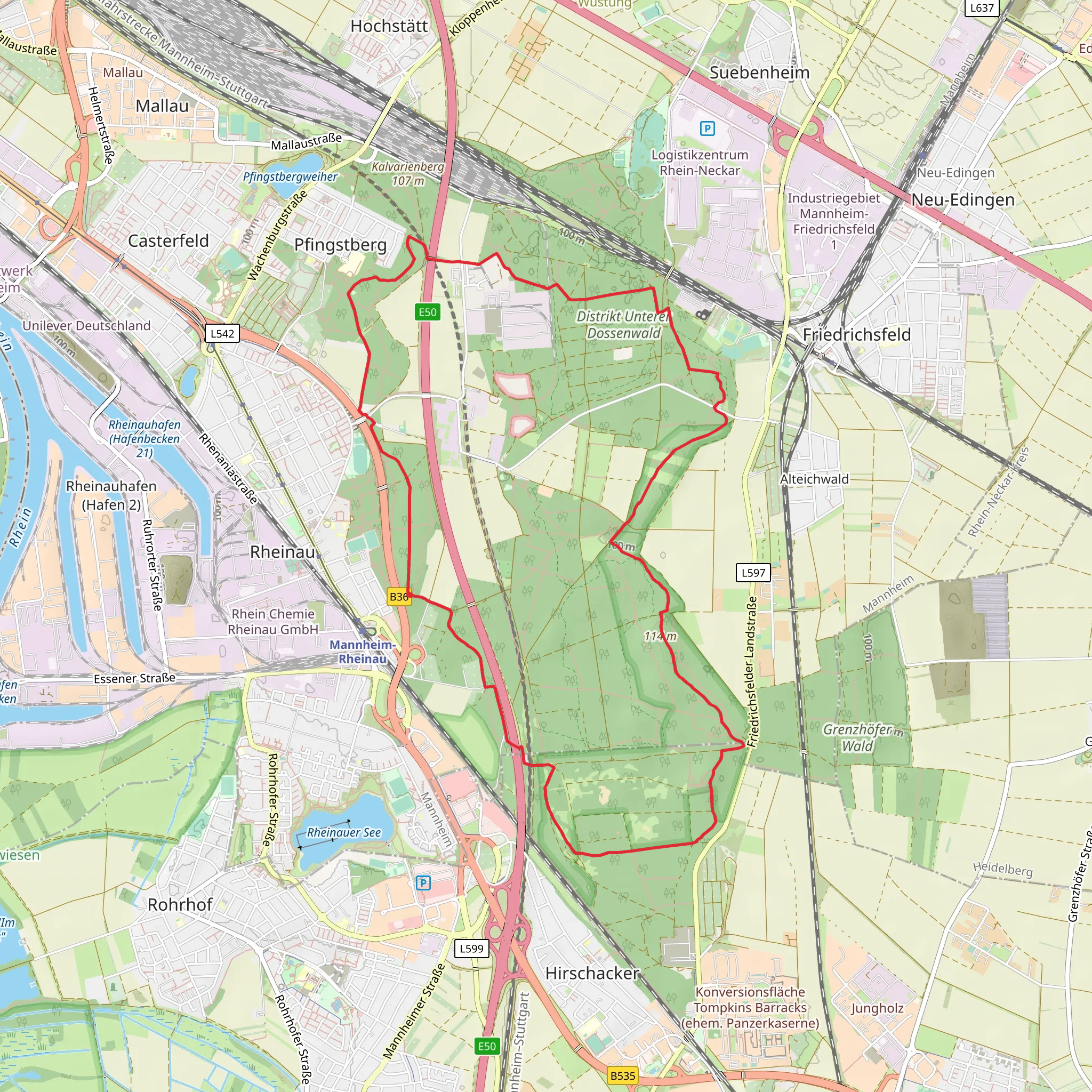 Dossenwald Rundweg Loop mobile static map