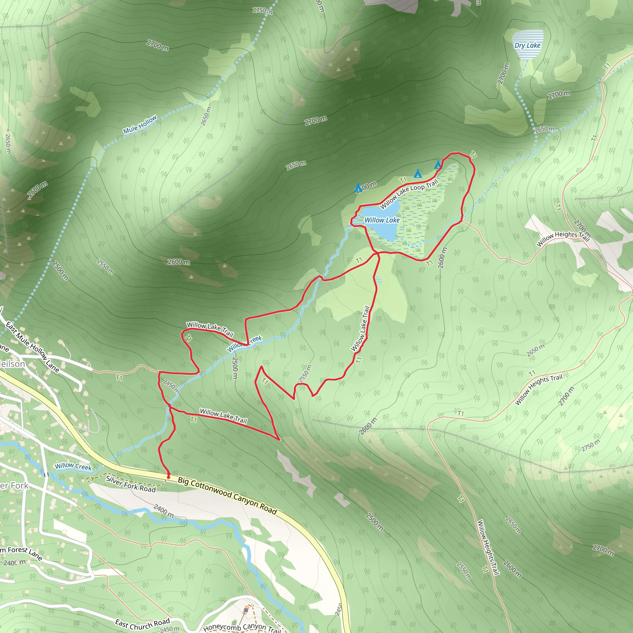 Willow Lake Loop Trail mobile static map