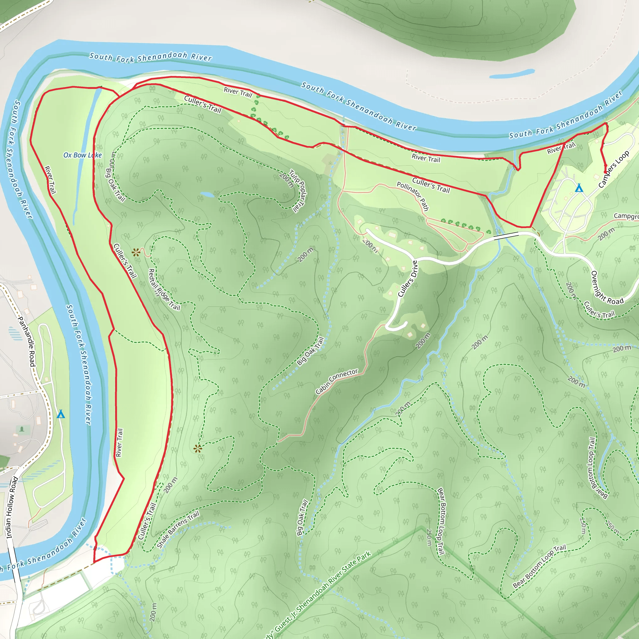 South Fork Shenandoah River and Culler's Loop Trailver Trail mobile static map