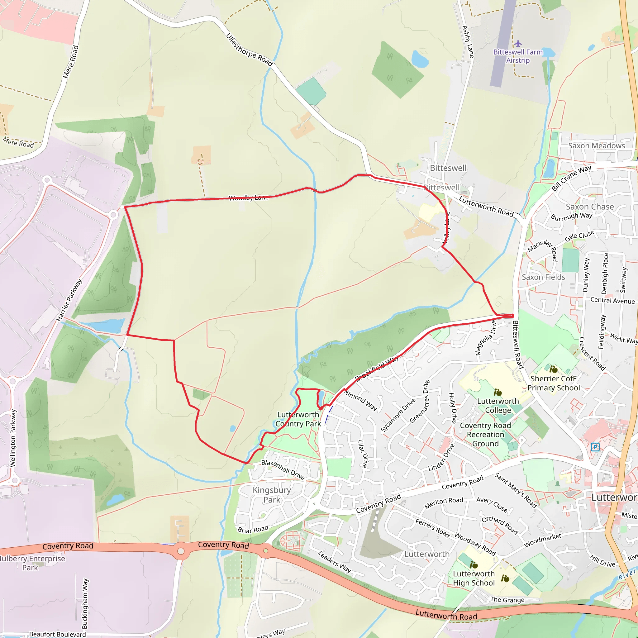 Lutterworth Country Park Walk mobile static map