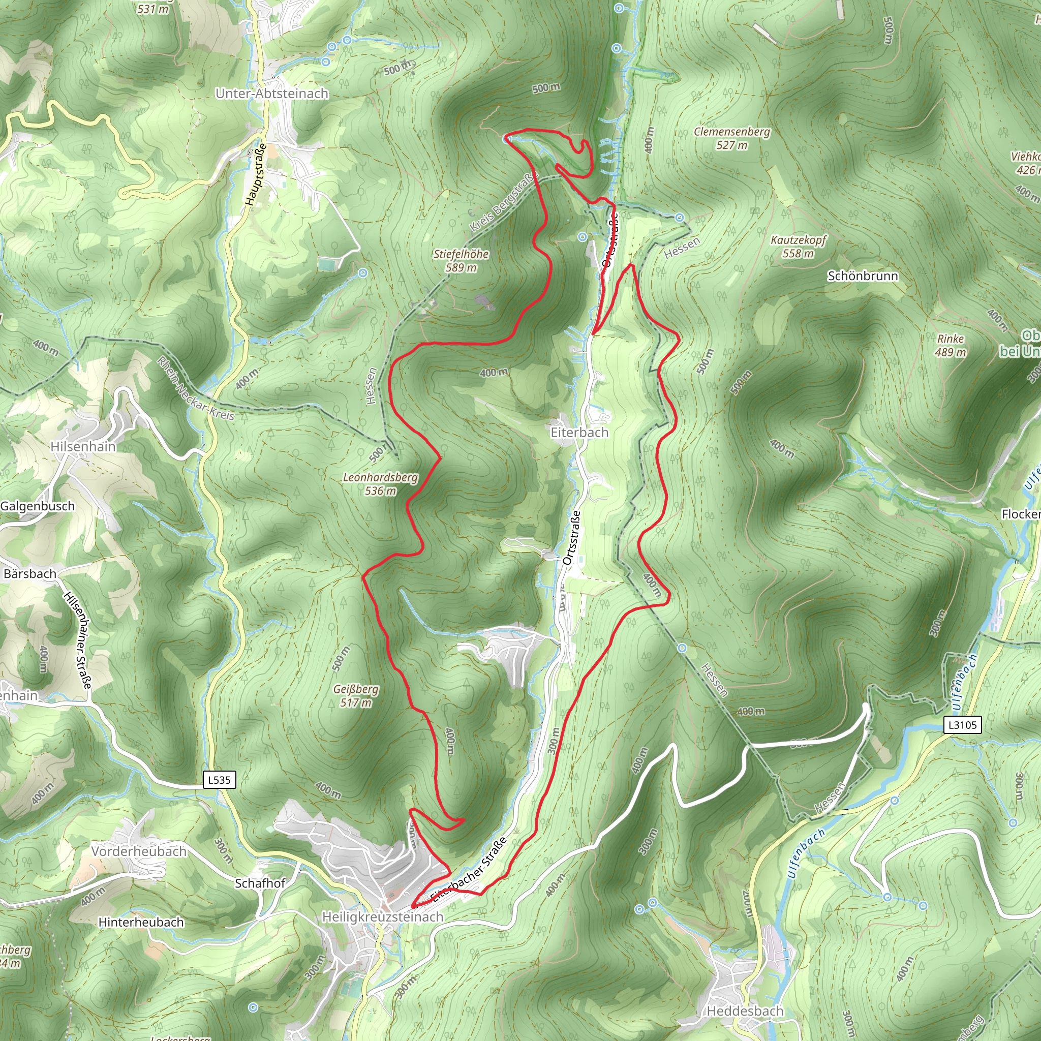 Heiligkreuzsteinach - Eiterbach Loop mobile static map
