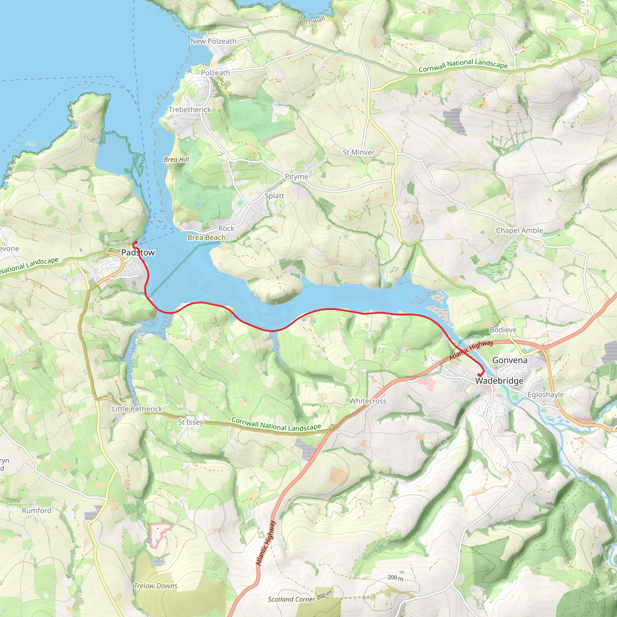Camel Trail from Wadebridge to Padstow mobile static map