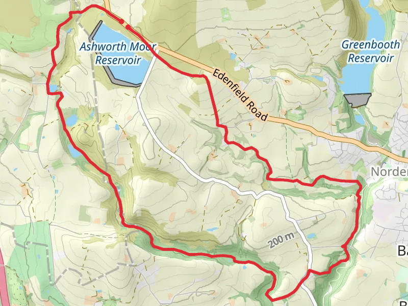 Ashworth Moor - Naden Brook - Cheesden Brook and Deeply Vale mobile static map