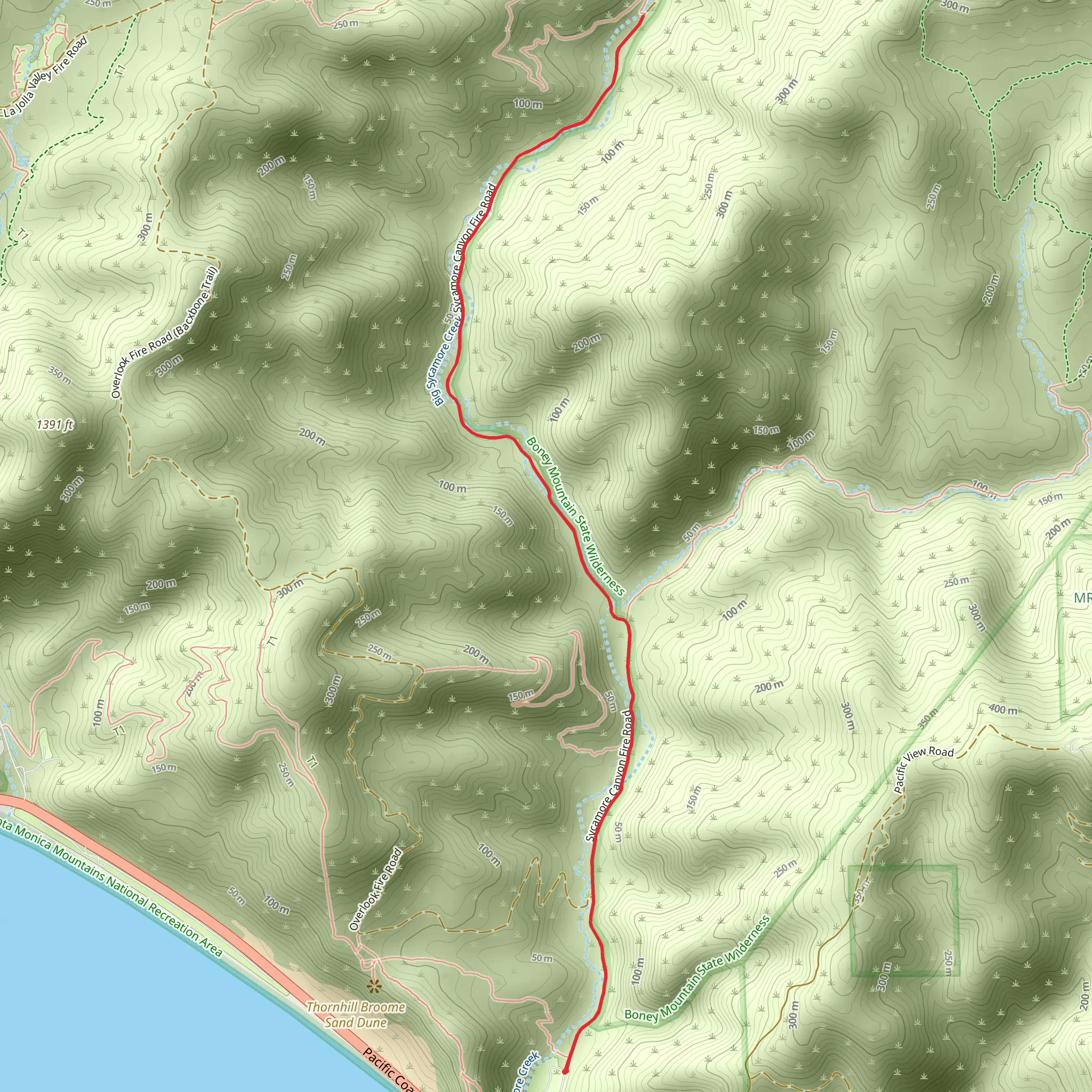 Sycamore Canyon Trail mobile static map