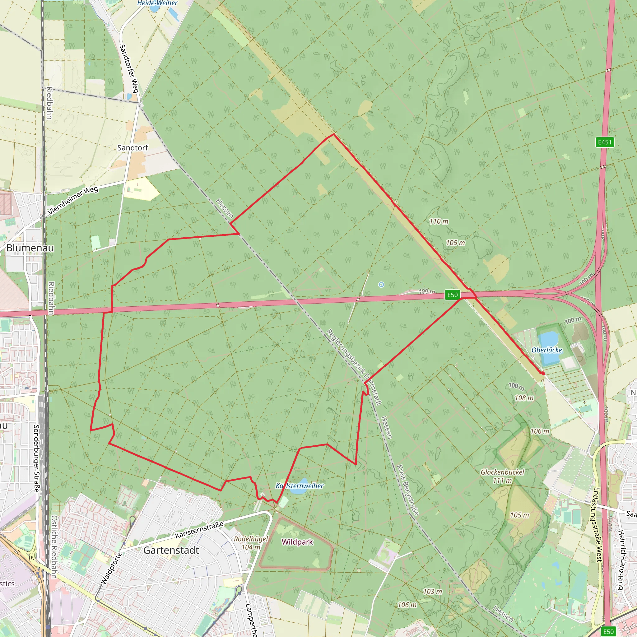 Karlsternweiher via Riedweg mobile static map