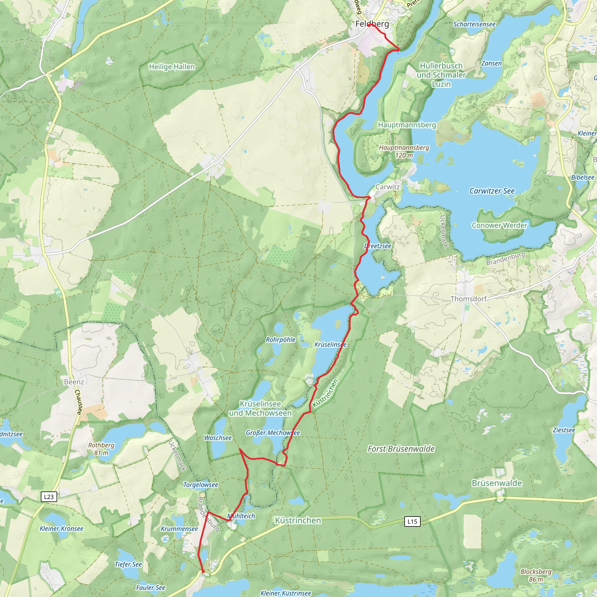 Feldberg to Kustrinsee Walk mobile static map