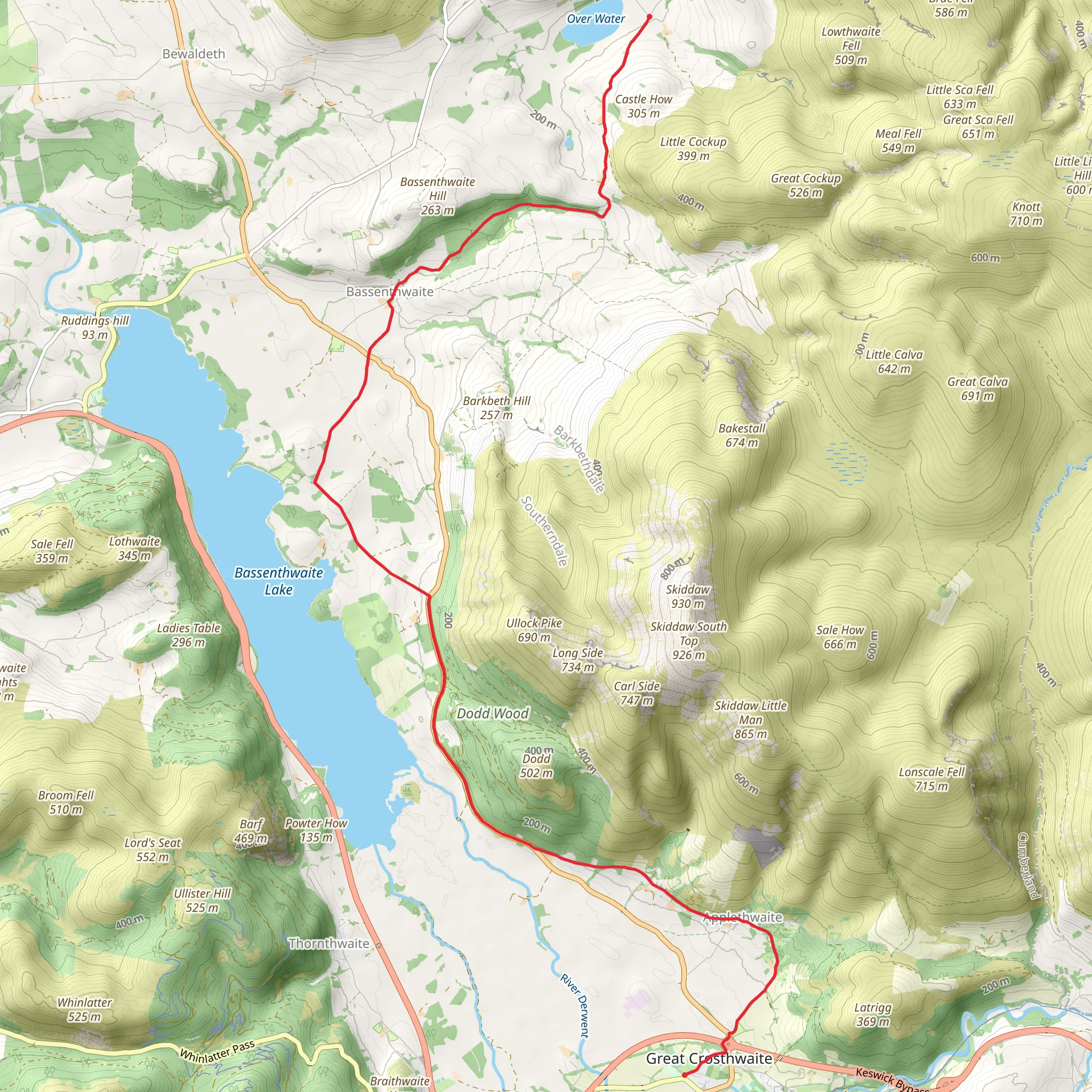 Over Water to Keswick Walk mobile static map