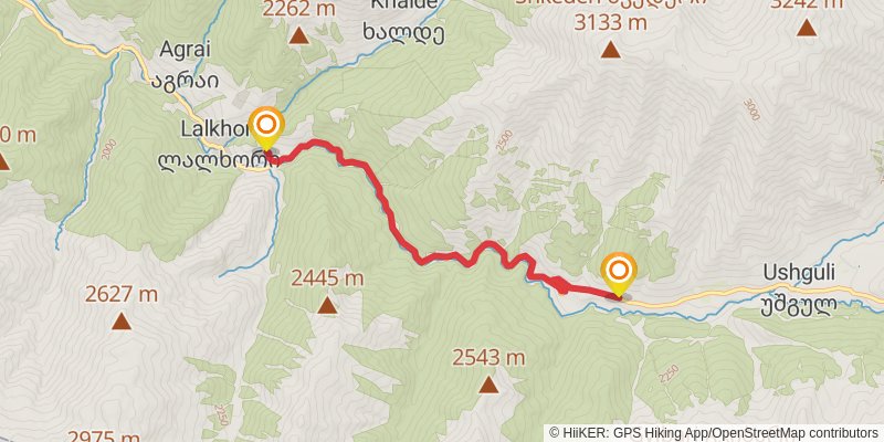 Mestia to Ushguli alt 4 Map