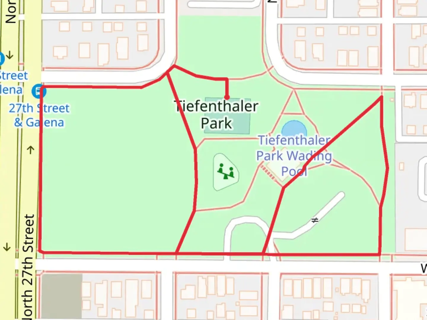 An image depicting the trail Tiefenthaler Park Loop and its surrounding area.