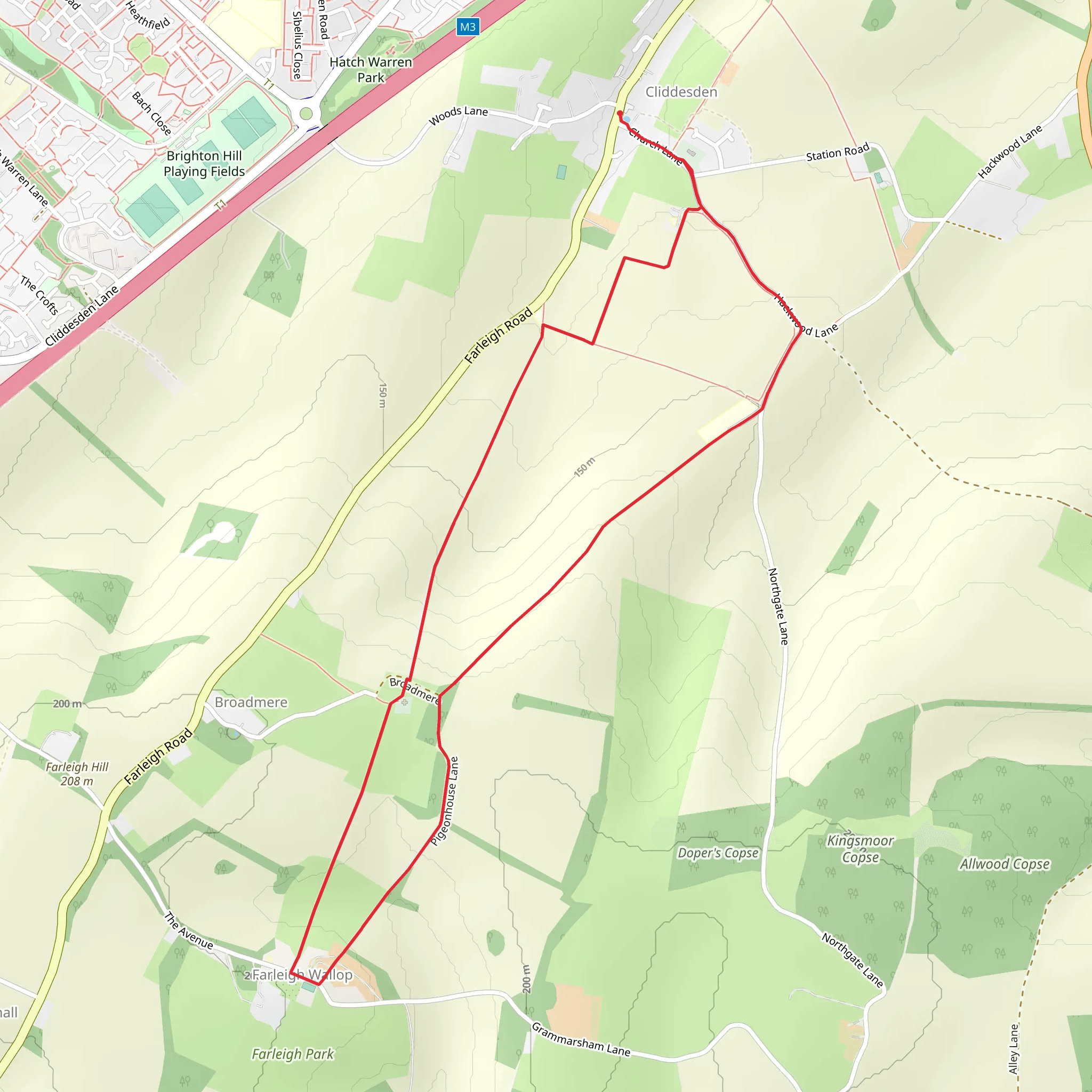Cliddesden to Farleigh Wallop Loop mobile static map