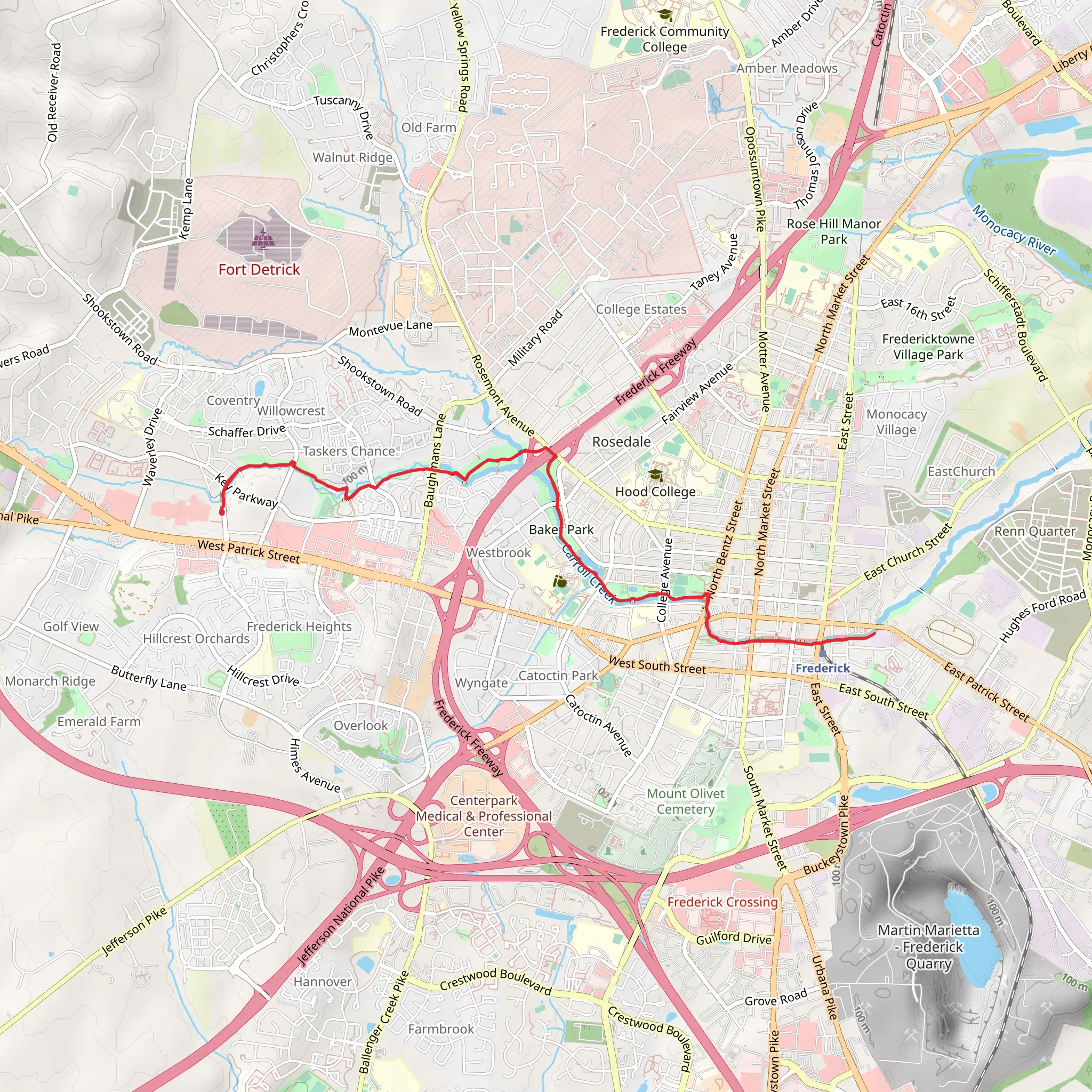 Rock Creek Trail and Corroll Creek mobile static map
