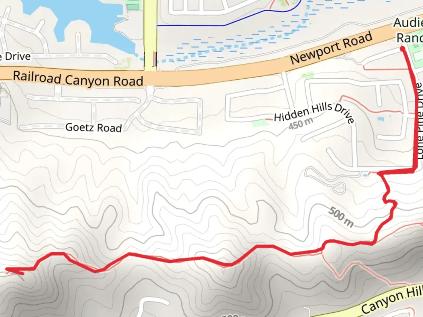 An image depicting the trail Audie Murphy Ridge Trail and its surrounding area.