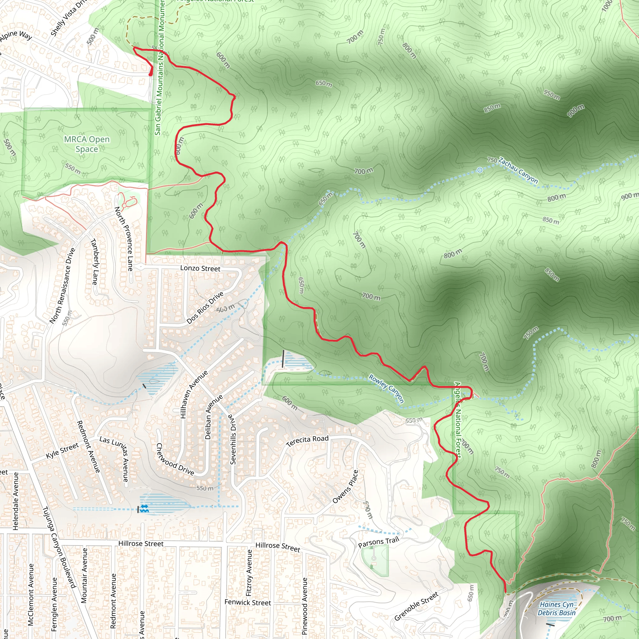 Graveyard Trail - Rim of the Valley Trail mobile static map