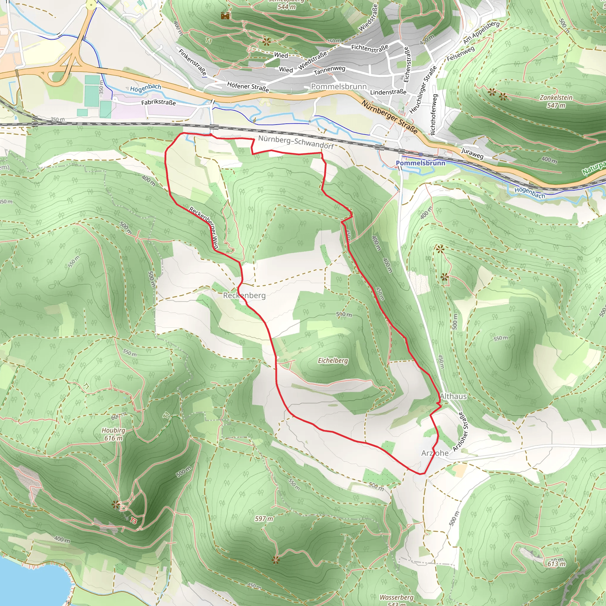Reckenberger Weg and Happurg 2 Loop mobile static map