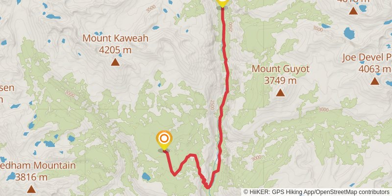 Crescent Meadows to Whitney Portal stage 4 Map