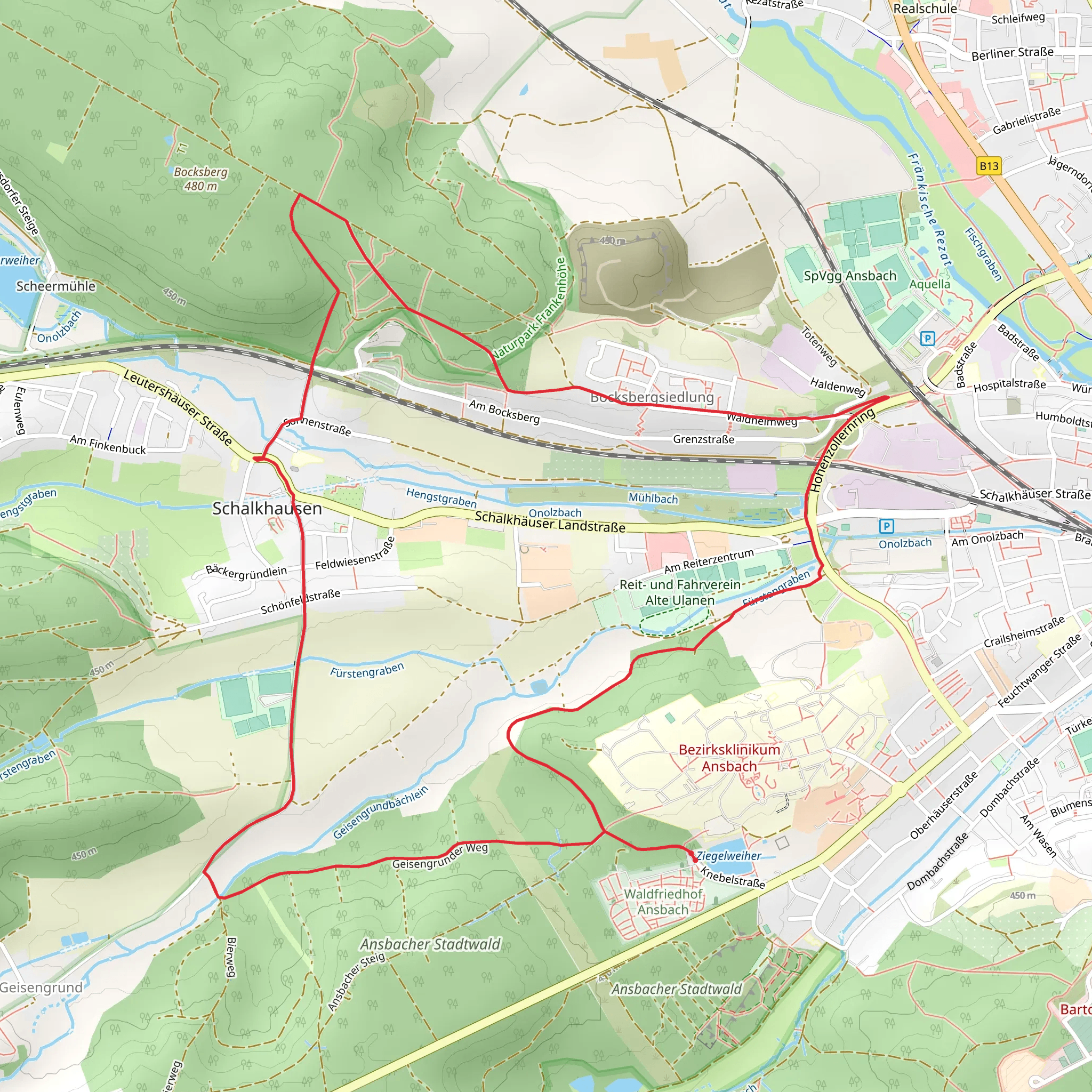 Ansbach Stadtwald Loop mobile static map