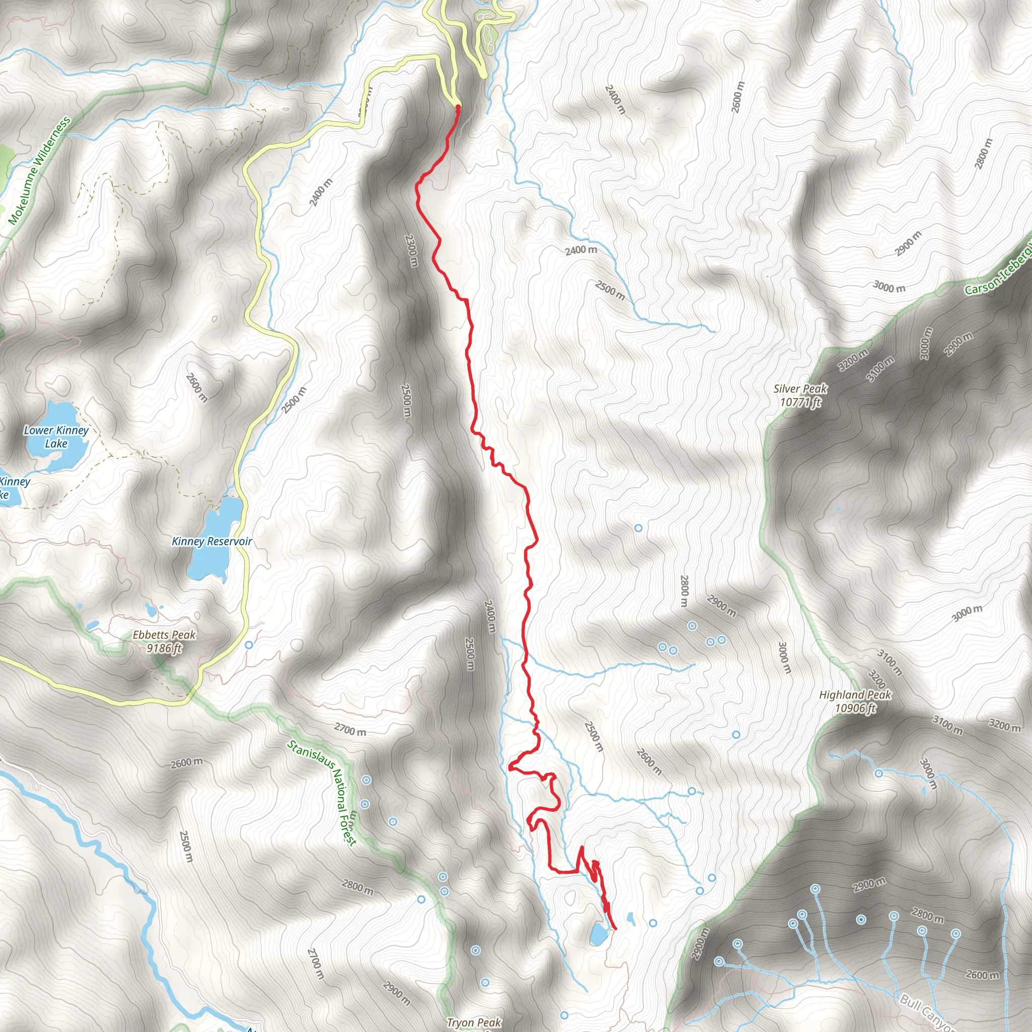 Noble Lake Via Noble Canyon Trail mobile static map