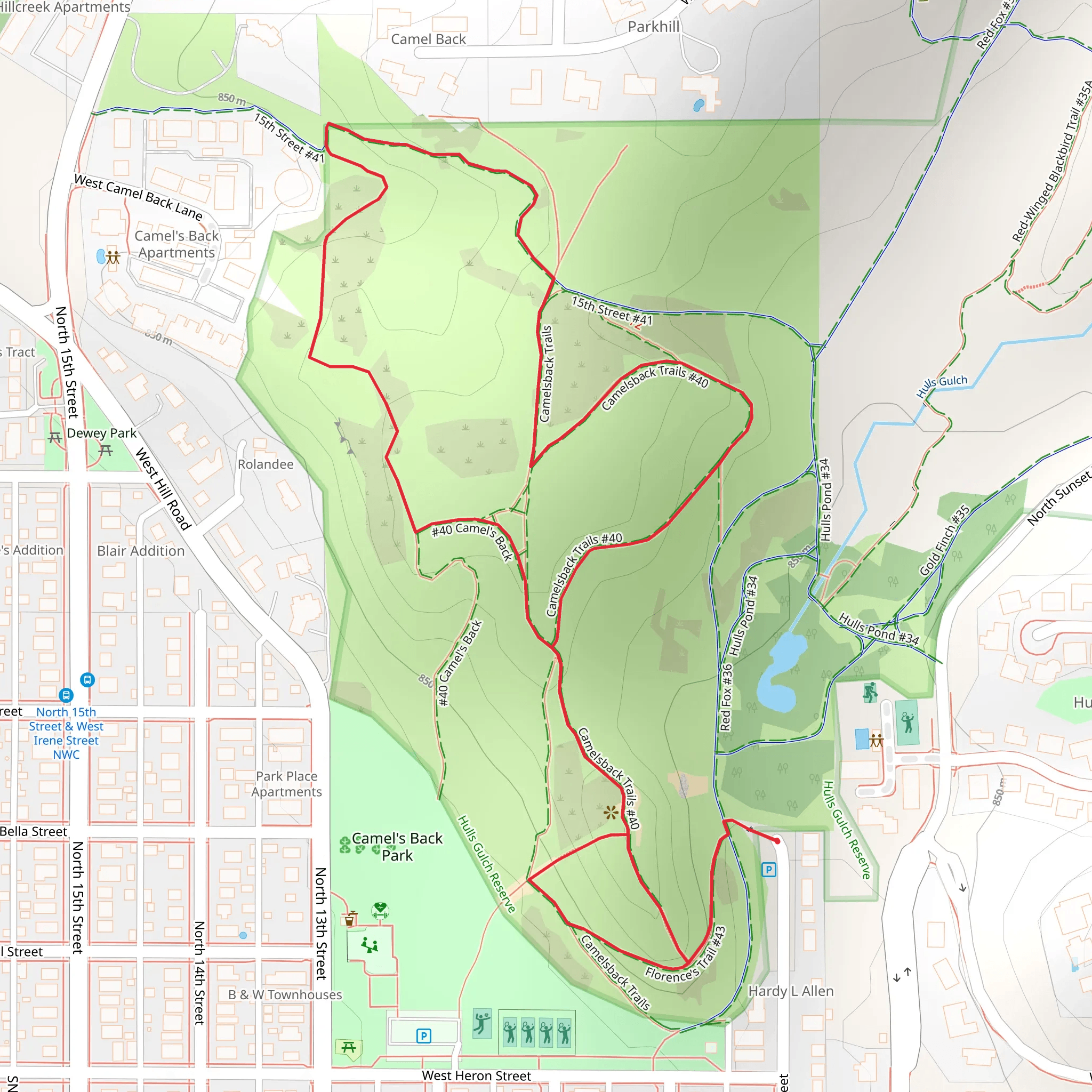 Florence’s and Camelsback Loop Trail mobile static map