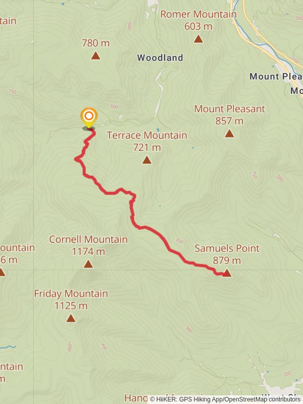 Samuels Point from Woodland Creek mobile static map