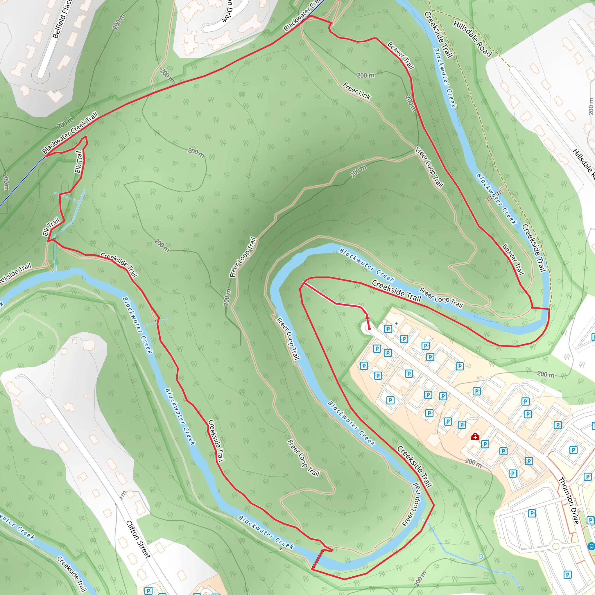 Beaver Trail, Elk Trail and Creekside Loop Trail mobile static map