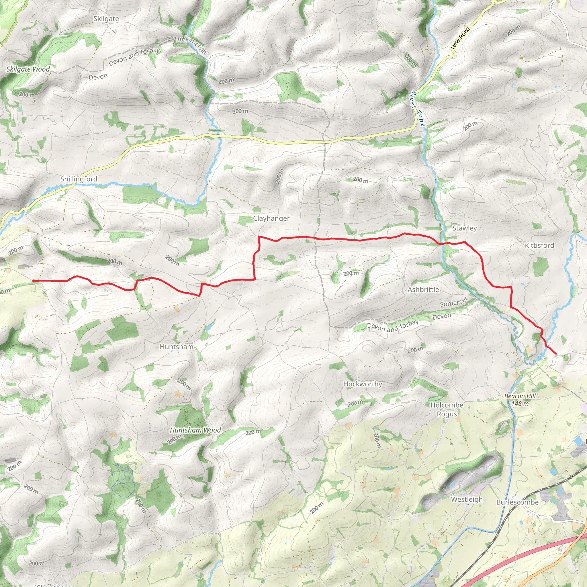 Bampton to Greenham Walk mobile static map
