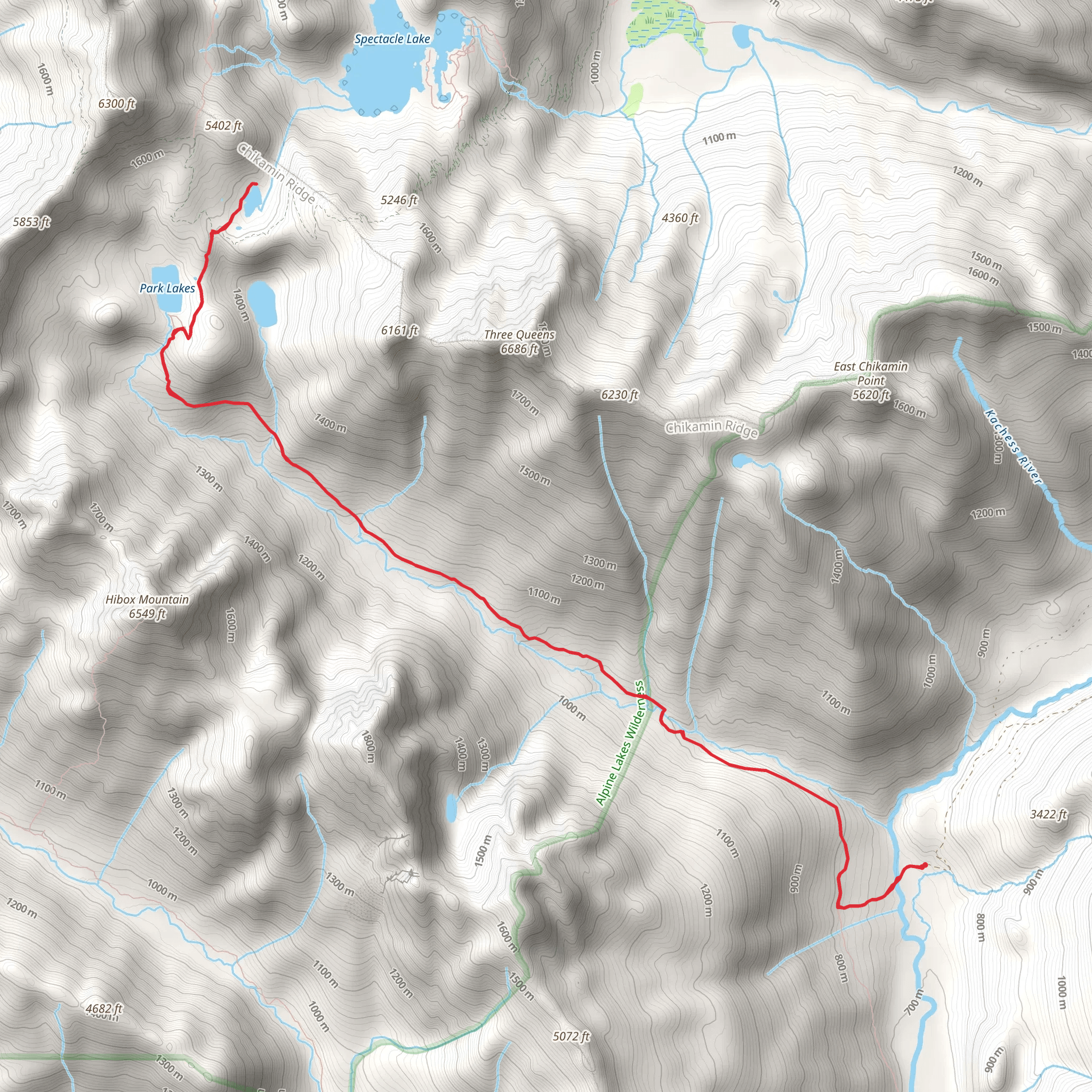 Park Lakes via Mineral Creek Trail mobile static map