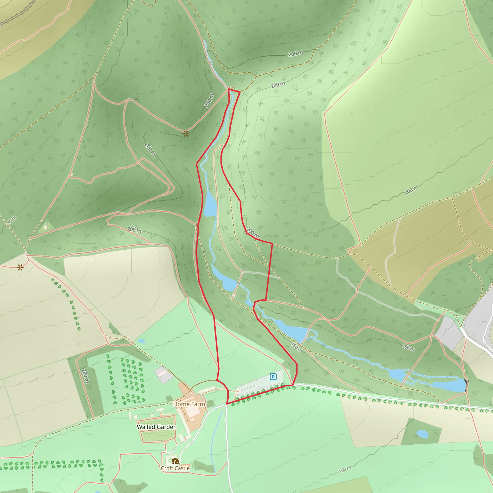 Fishpool Dingle Walk at Croft Castle mobile static map