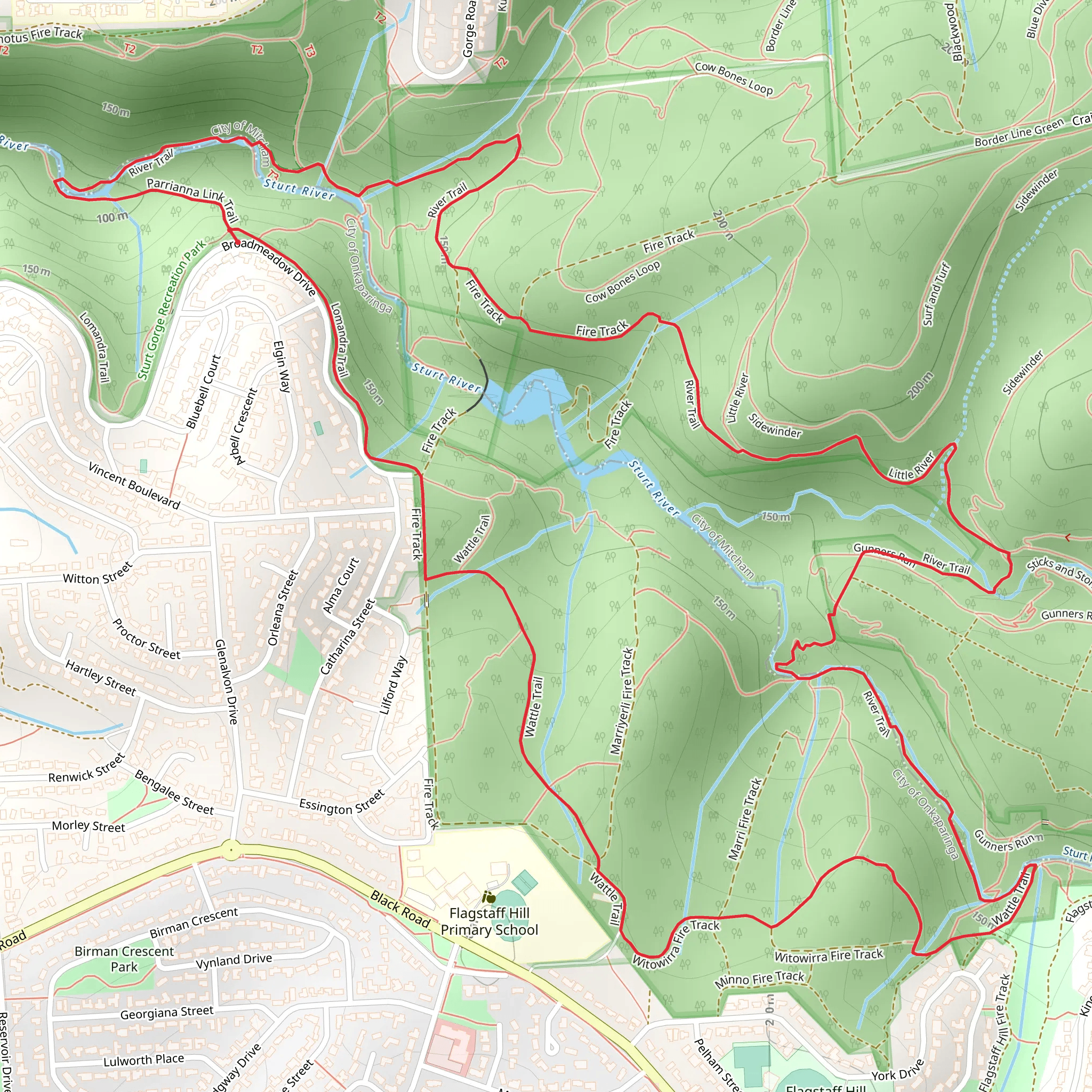 Upper Sturt Gorge Loop Walk mobile static map