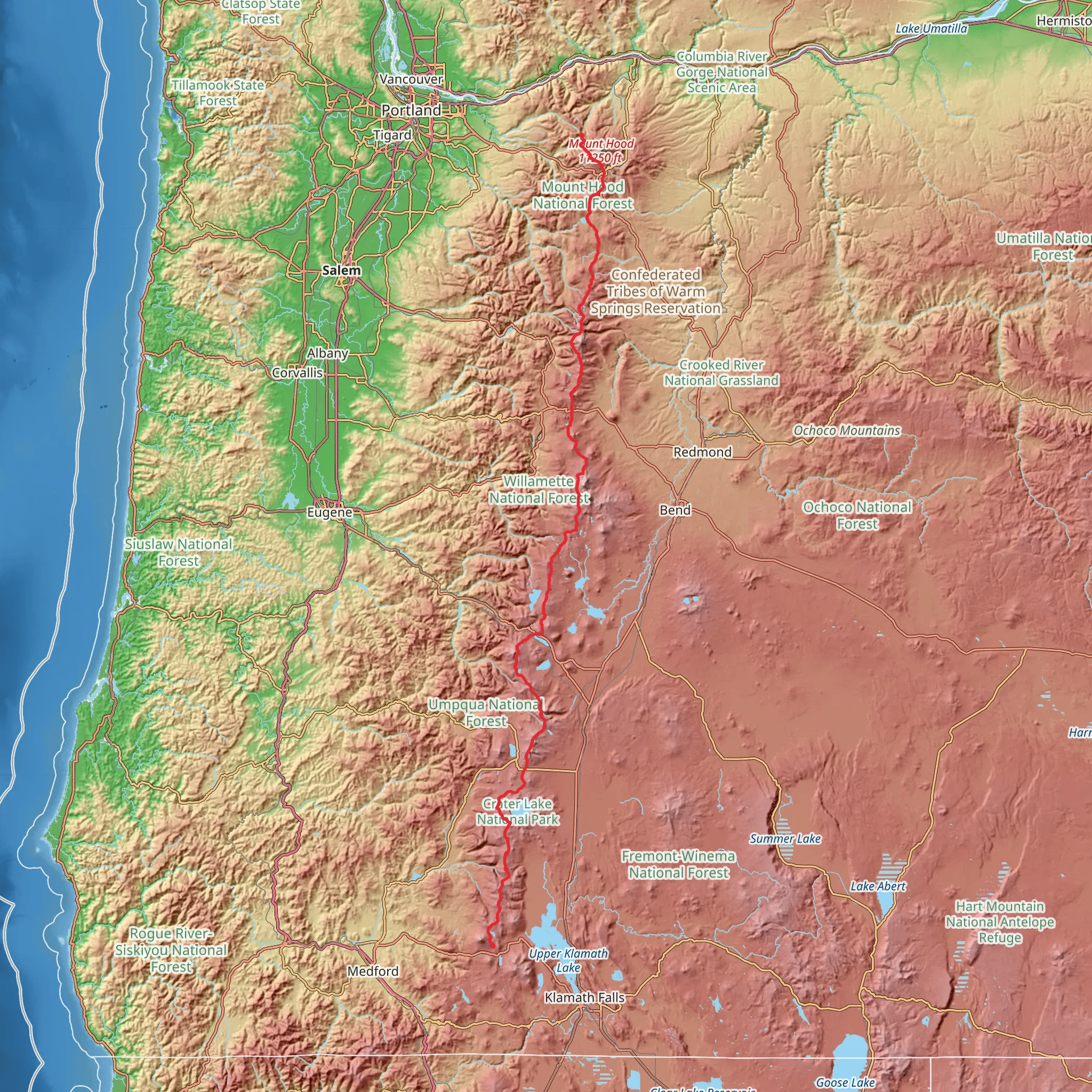 Pacific Crest Trail - Mount Hood To Mount Mcgloughlin mobile static map