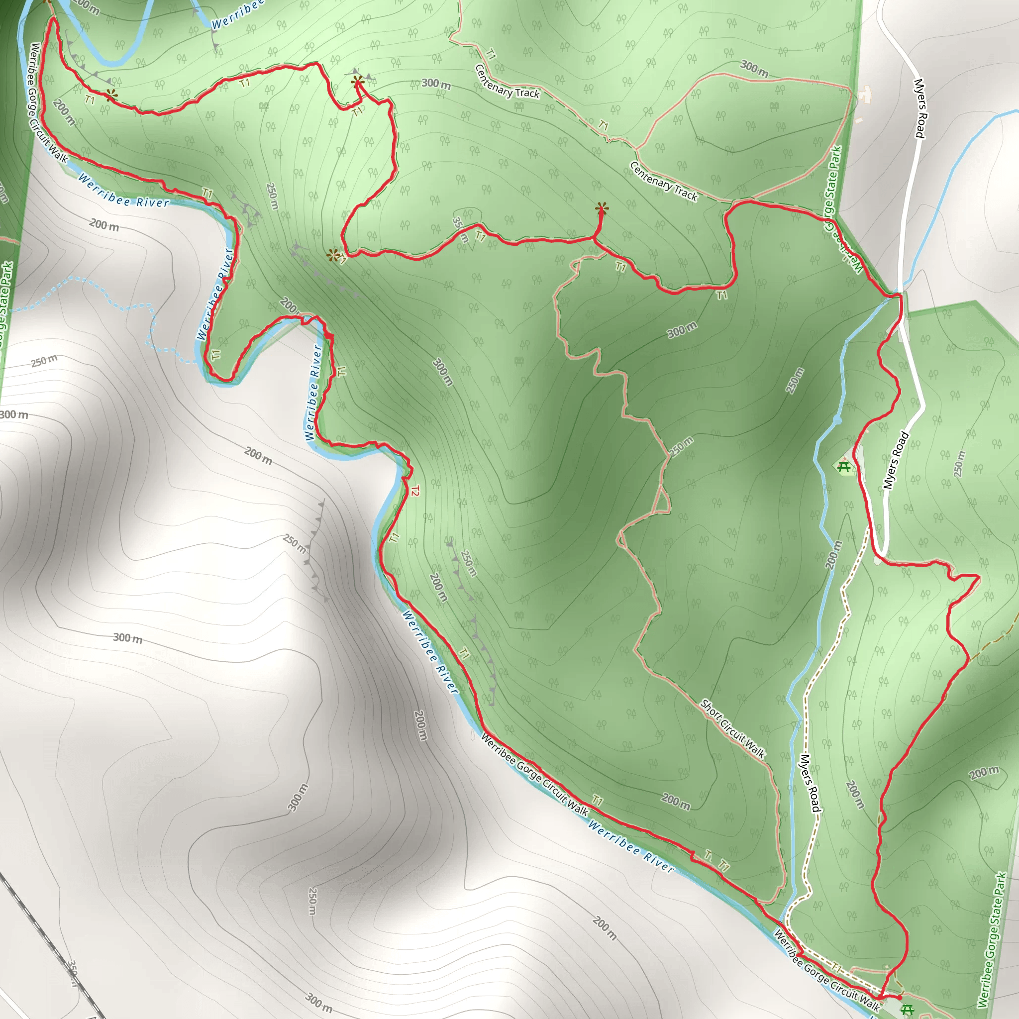 Werribee Gorge Circuit Trail mobile static map