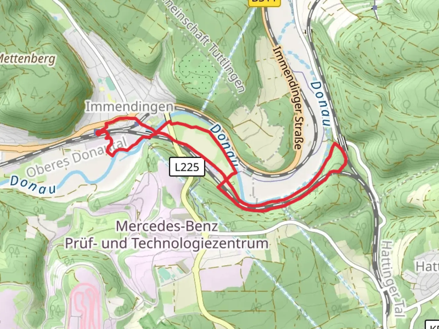 An image depicting the trail Donau via Schwarzwald jura Bodensee Weg and its surrounding area.