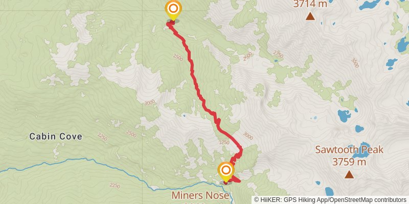 Timber Gap and Cliff Creek via Sawtooth Pass Trail stage 2 Map